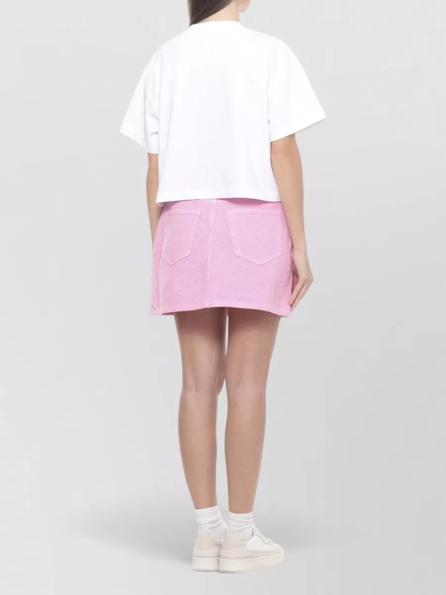 Casablanca Cropped Cotton T Shirt Butterfly Print