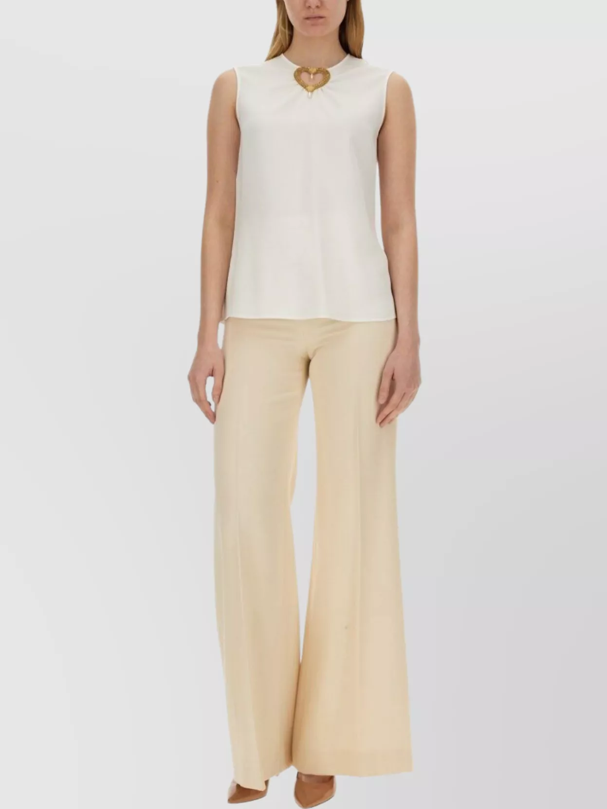 Moschino Blouse With Heart Applique And Subtle Keyhole Detail