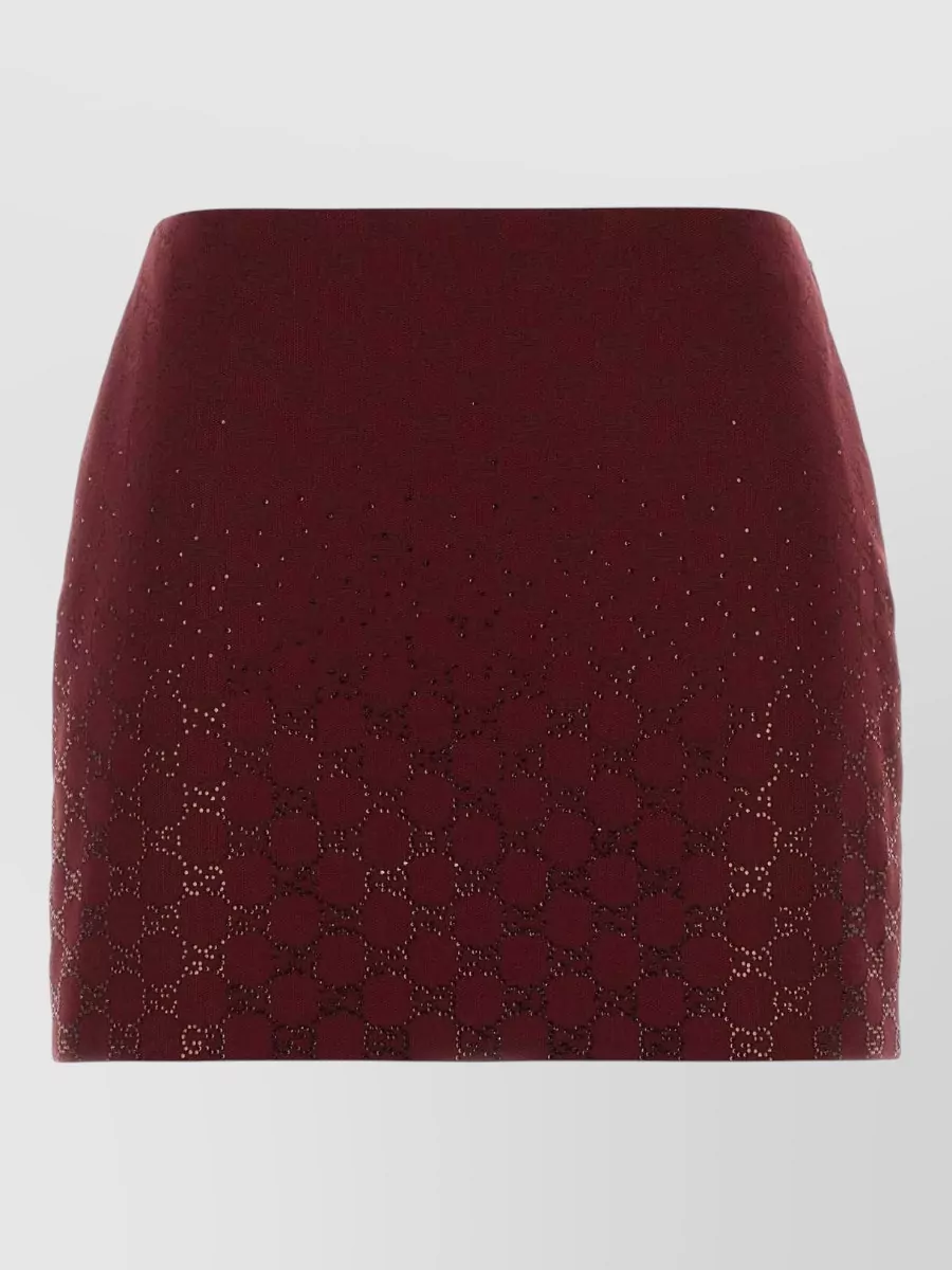 Gucci Gg Fabric High Waist Geometric Mini Skirt In Burgundy