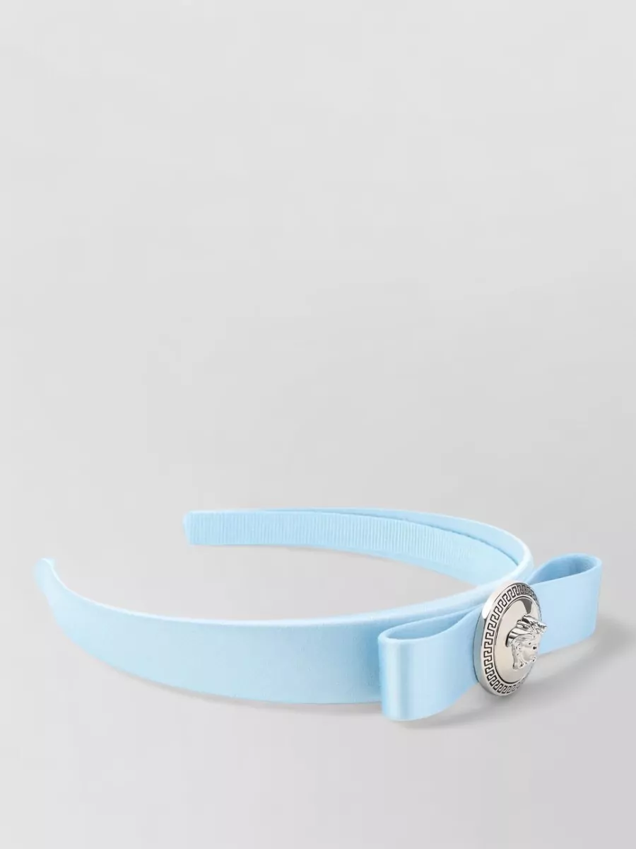 Versace Hairband Bow Detail Embellished Medallion Satin