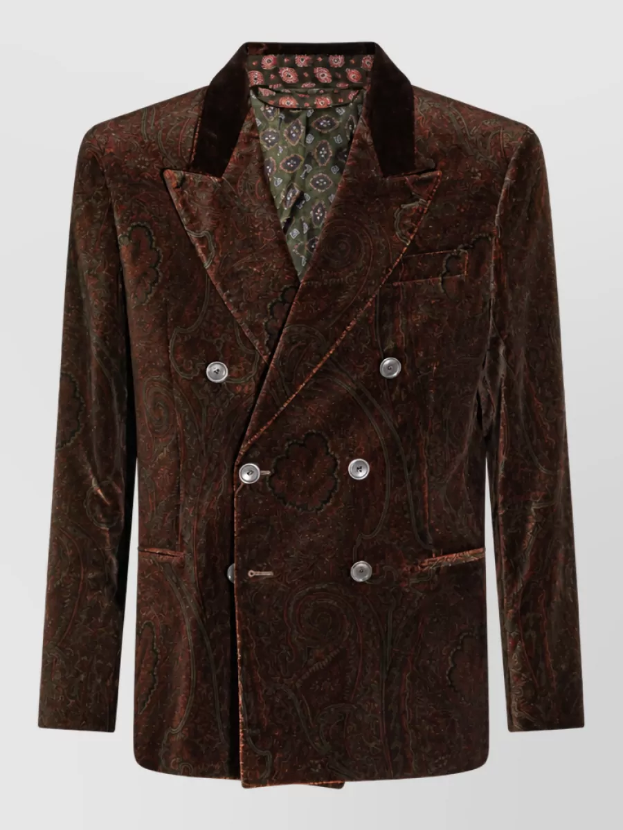 Etro velvet patterned single-breasted jacket