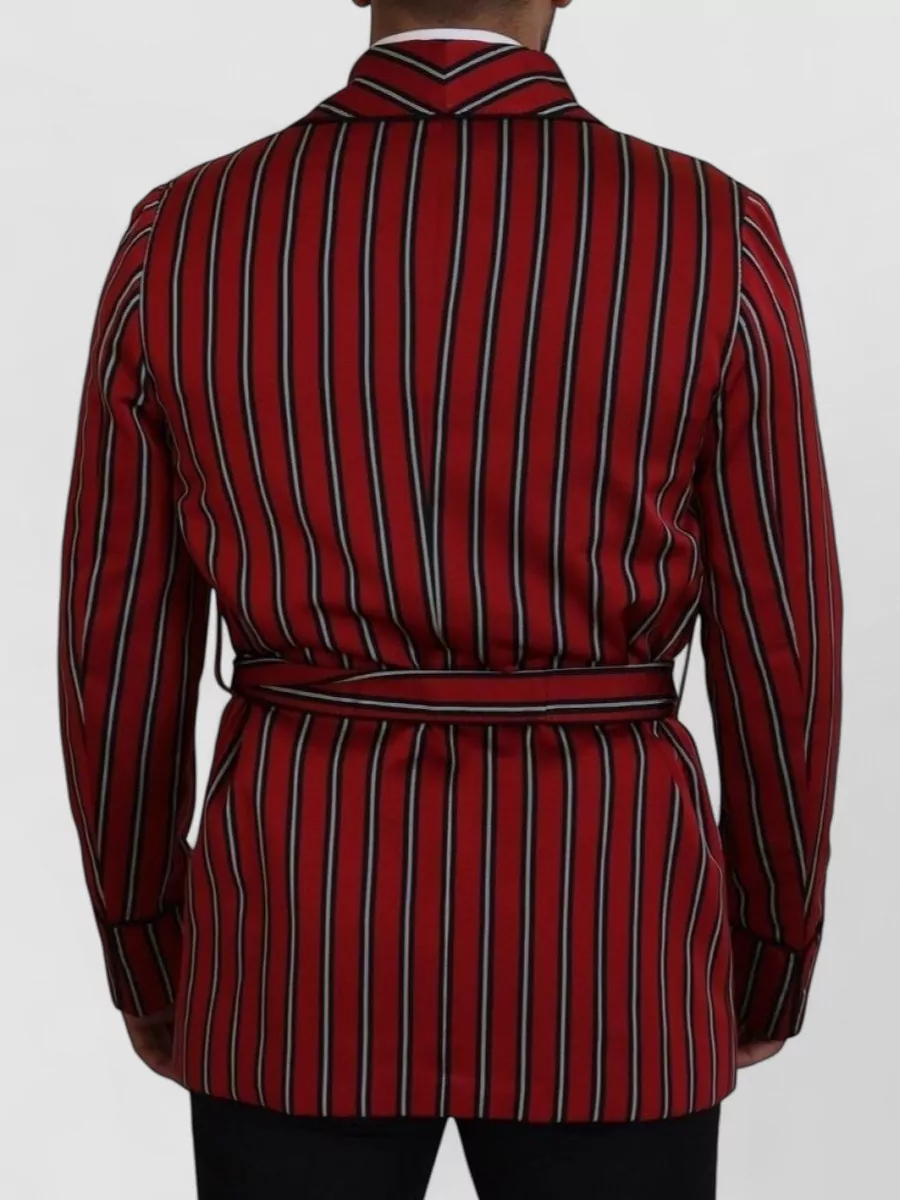 Dolce&Gabbana Silk Striped Belted Robe Blazer