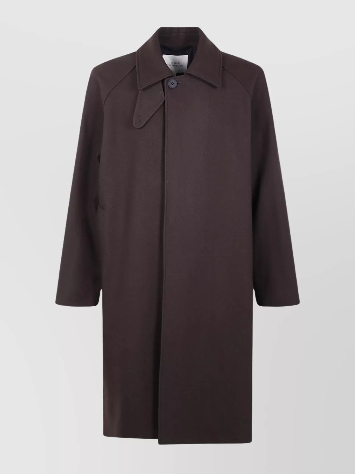 Studio Nicholson Wool Coat With Raglan Sleeves And Pockets In Brown