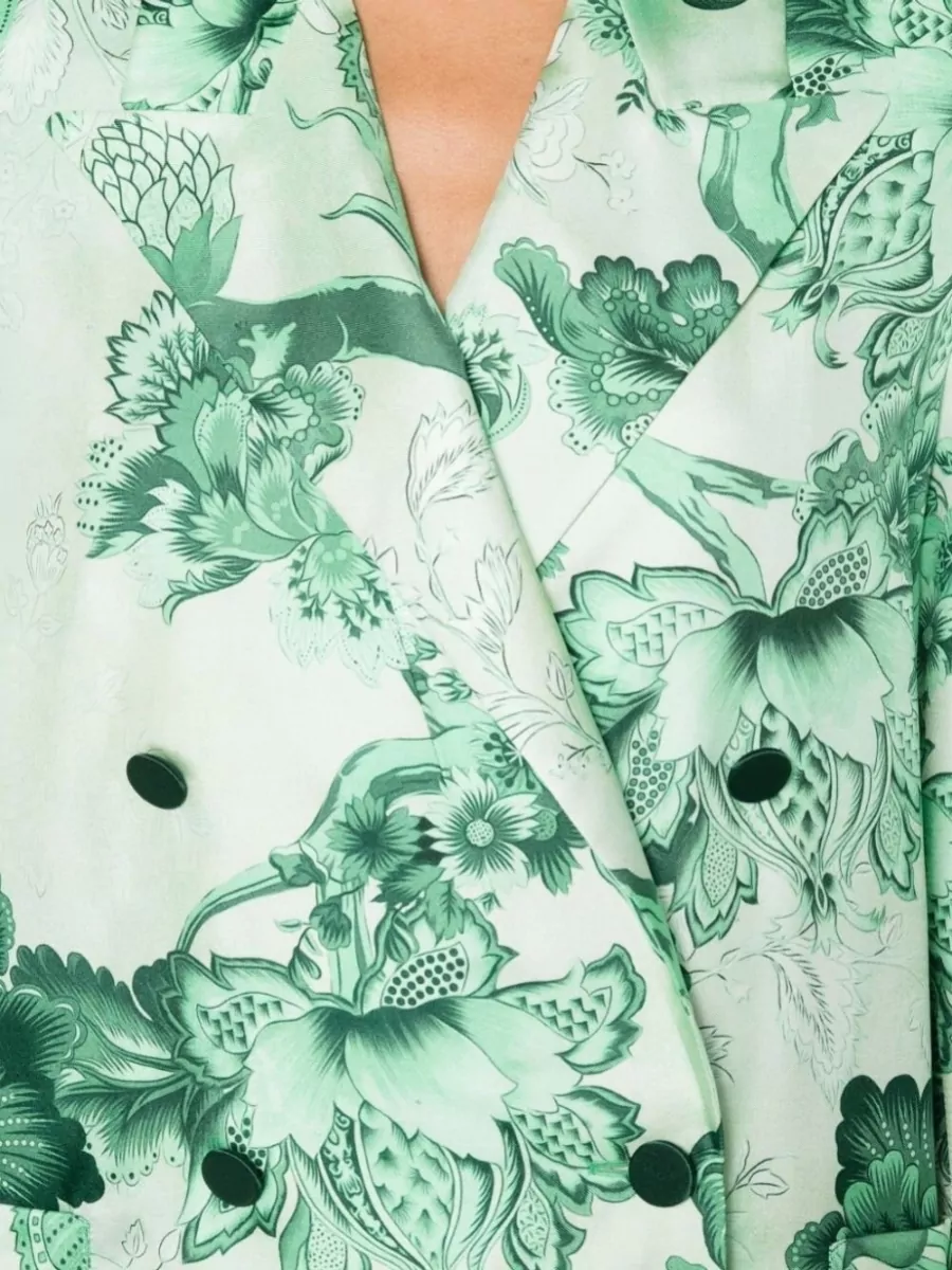 F.r.s For Restless Sleepers Silk Floral Print Double-Breasted Blazer