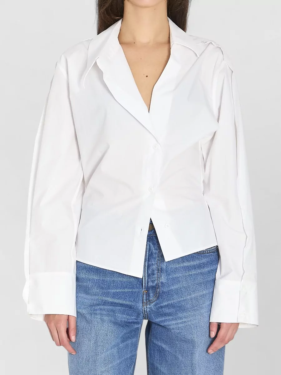 The Attico Asymmetrical Poplin Shirt Long Sleeves