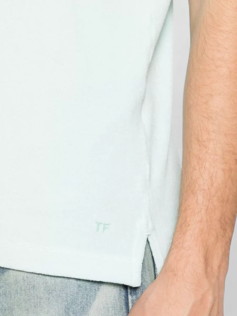 Tom Ford Polo Shirt Cotton Ribbed Collar Side Slits