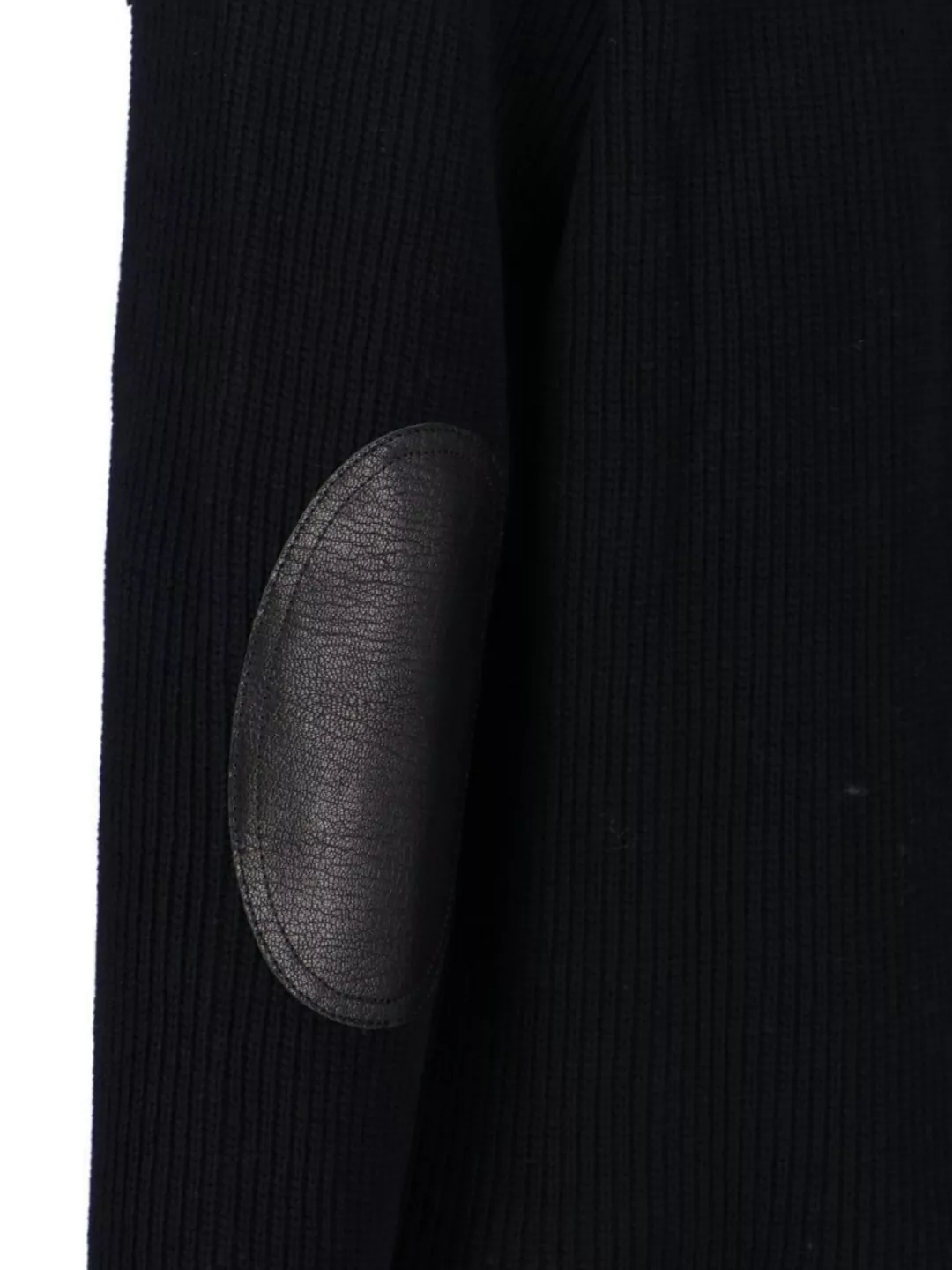 Junya Watanabe V-Neck Ribbed Knit Sweater With Leather Patches