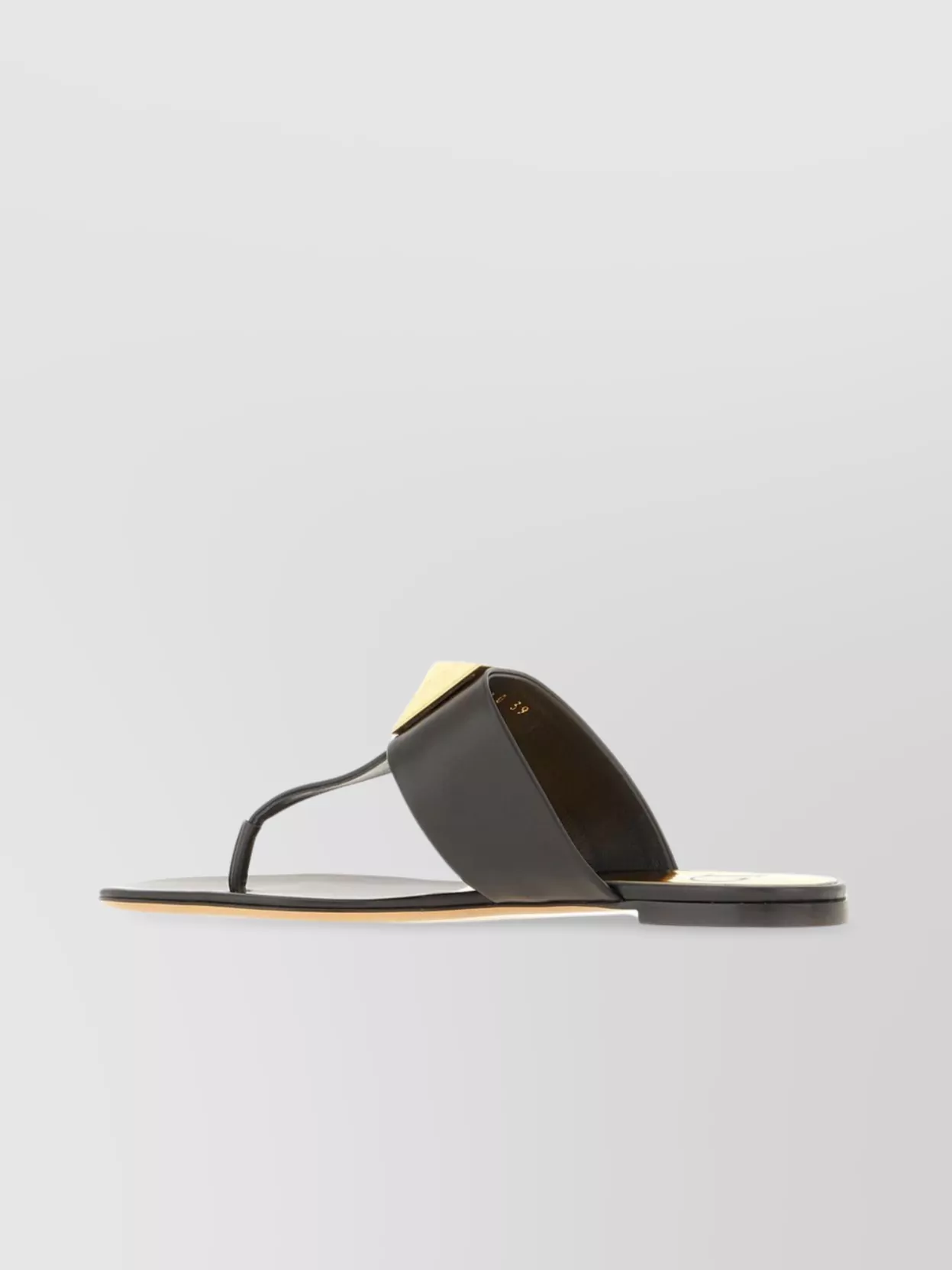 Valentino Garavani Leather Sandals With Flat Sole And Geometric Embellishment