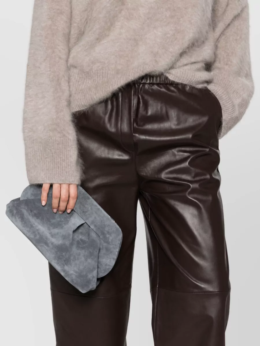 Themoiré na suede effect clutch bag
