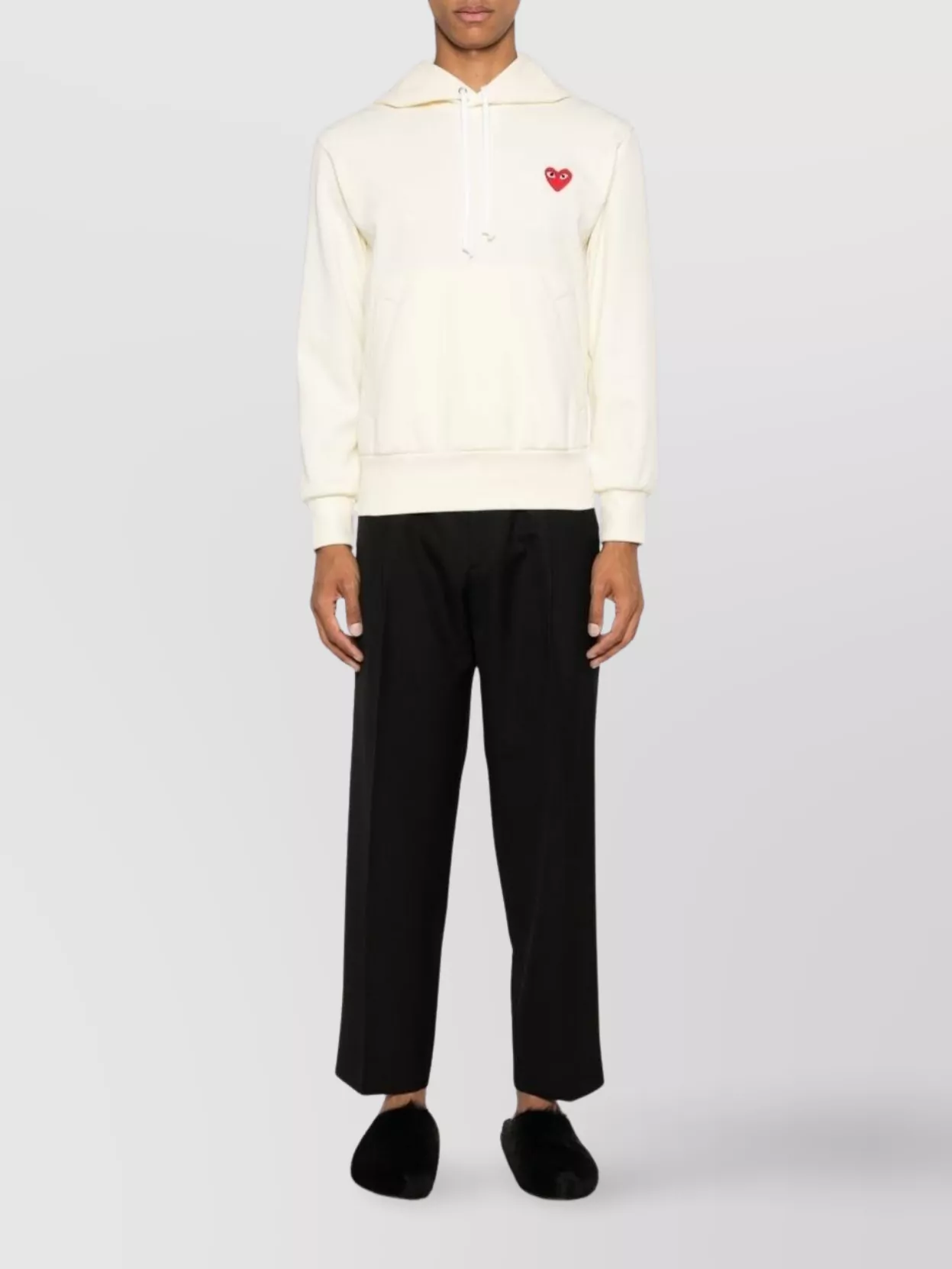 Comme Des Garçons Logo Cotton Hoodie With Drawstring Hood