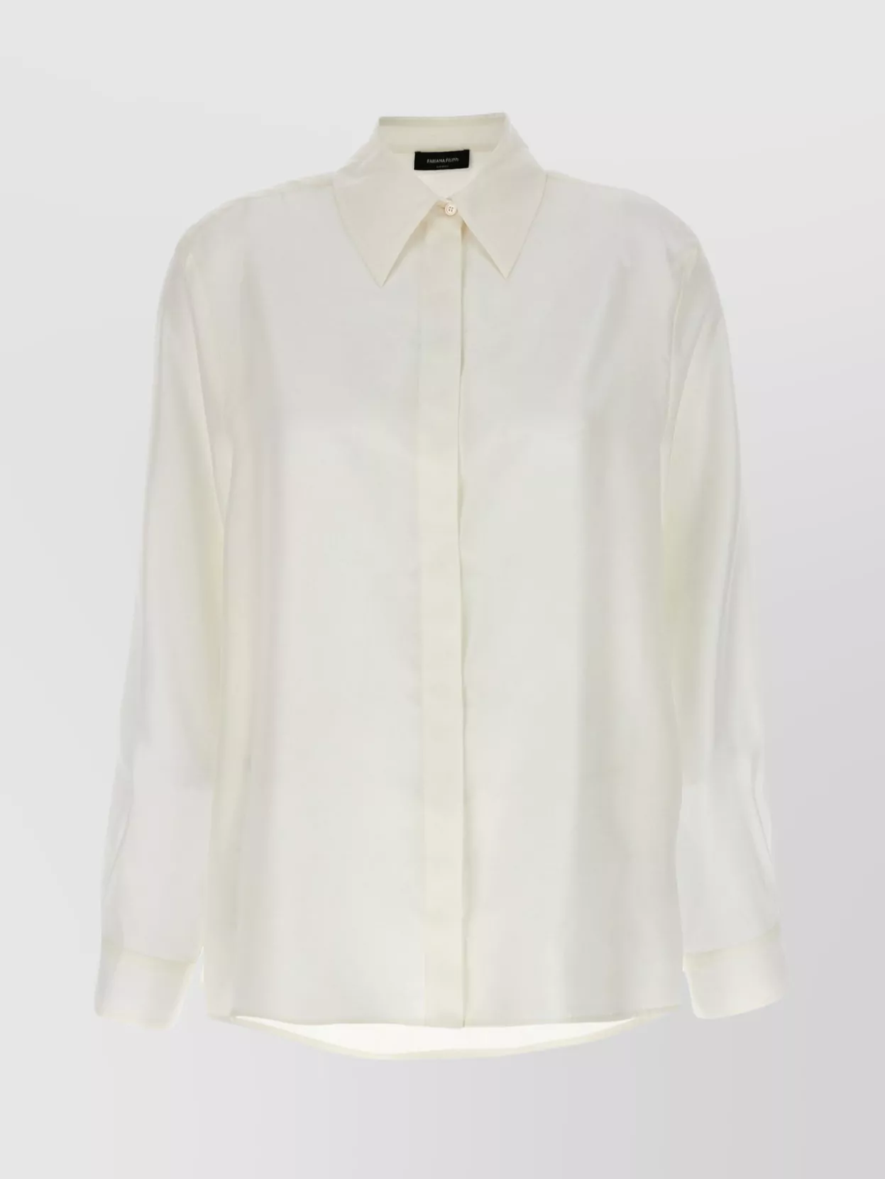 Shop Fabiana Filippi Pointed Collar Silk Shirt With Long Sleeves