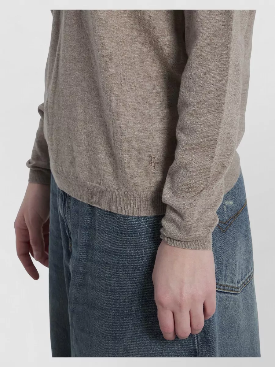 The Frankie Shop Ribbed V-Neck Long-Sleeve Polo Jumper