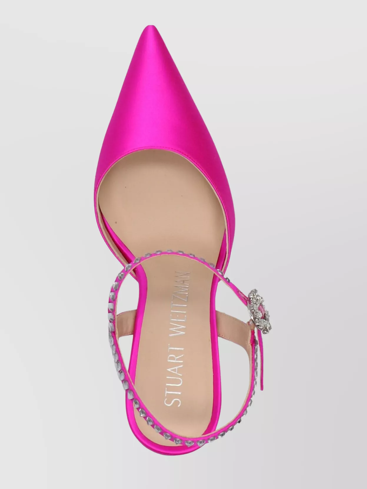Shop Stuart Weitzman Strap Embellished Satin Pumps With Stiletto Heel