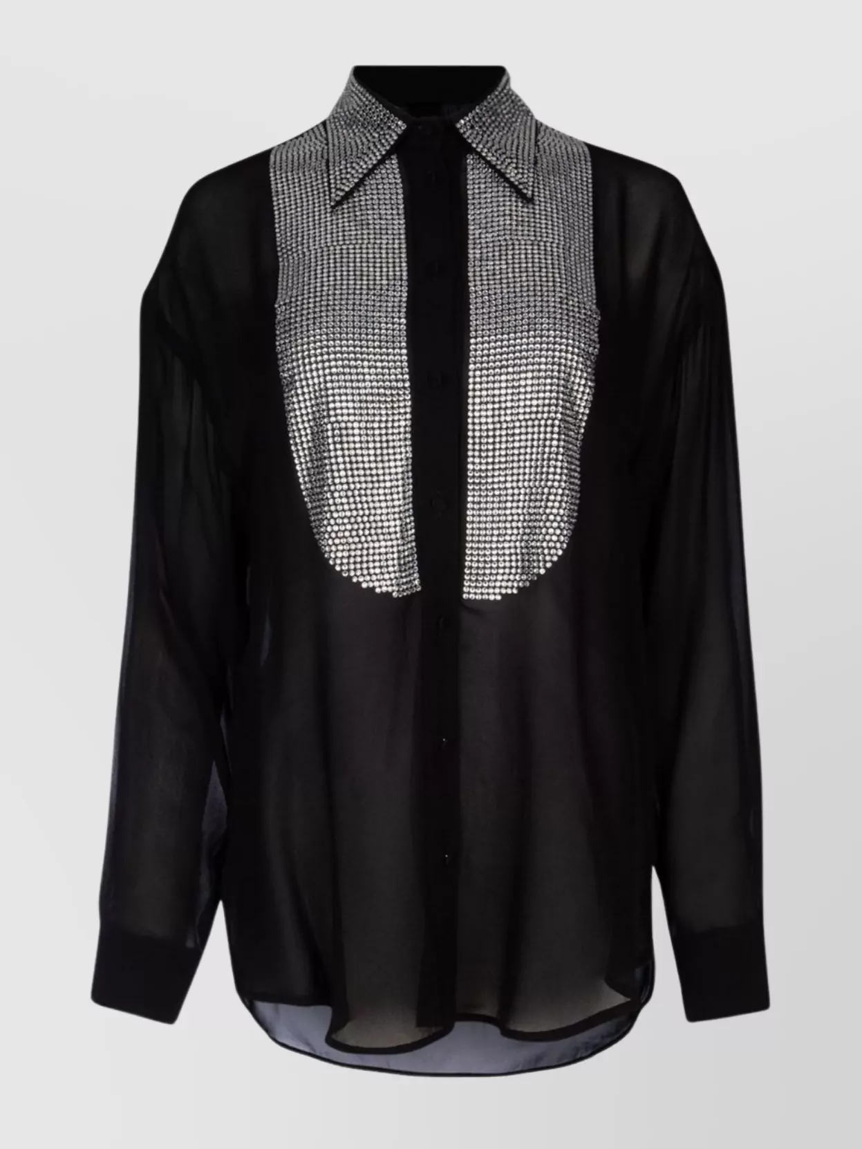Shop Pinko Embellished Collar Sleeved Shirt In Black
