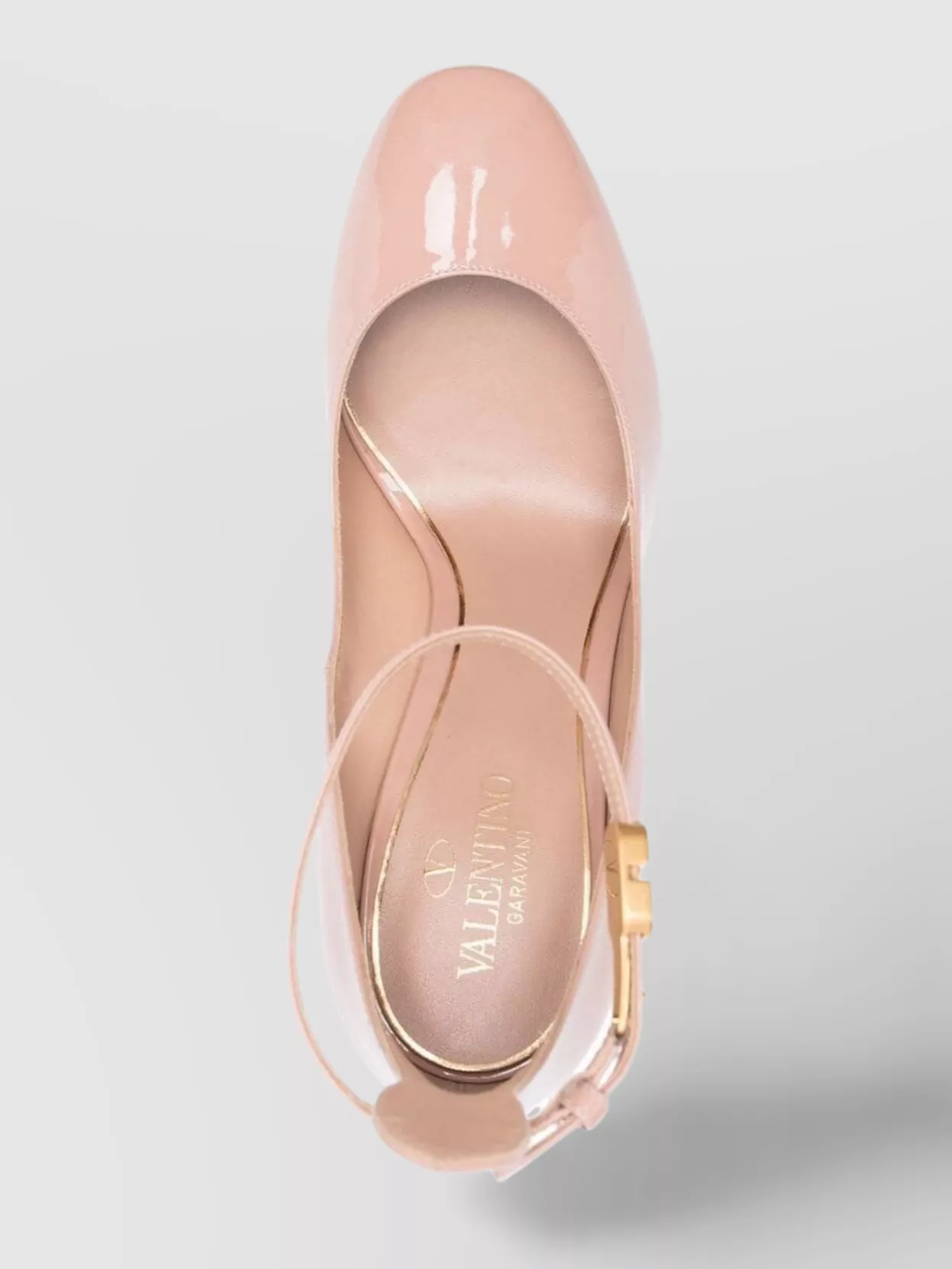 Valentino Garavani Block Heel Platform Round Toe Patent Pumps