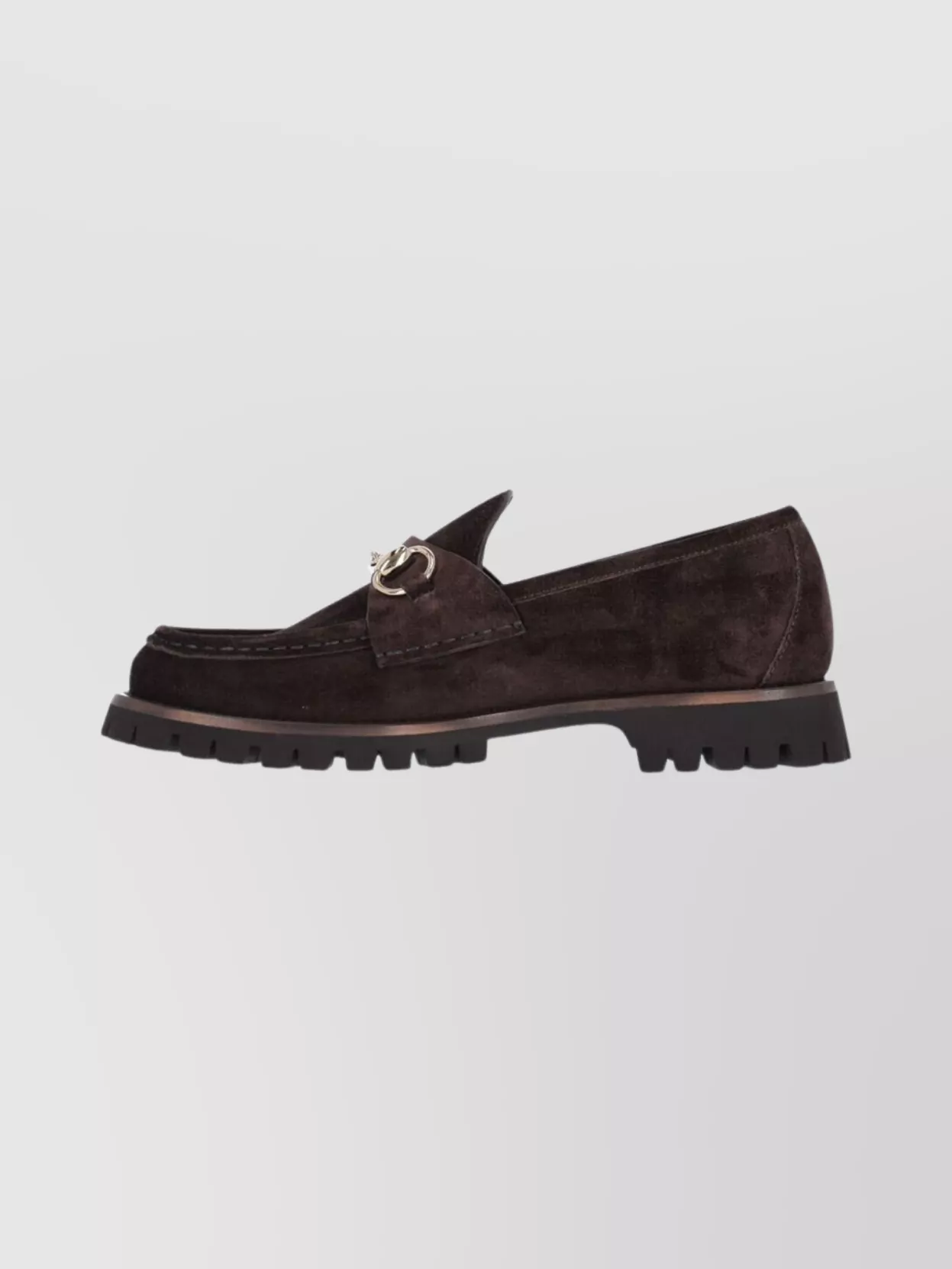 Gucci Chunky Sole Suede Loafers With Metal Detail