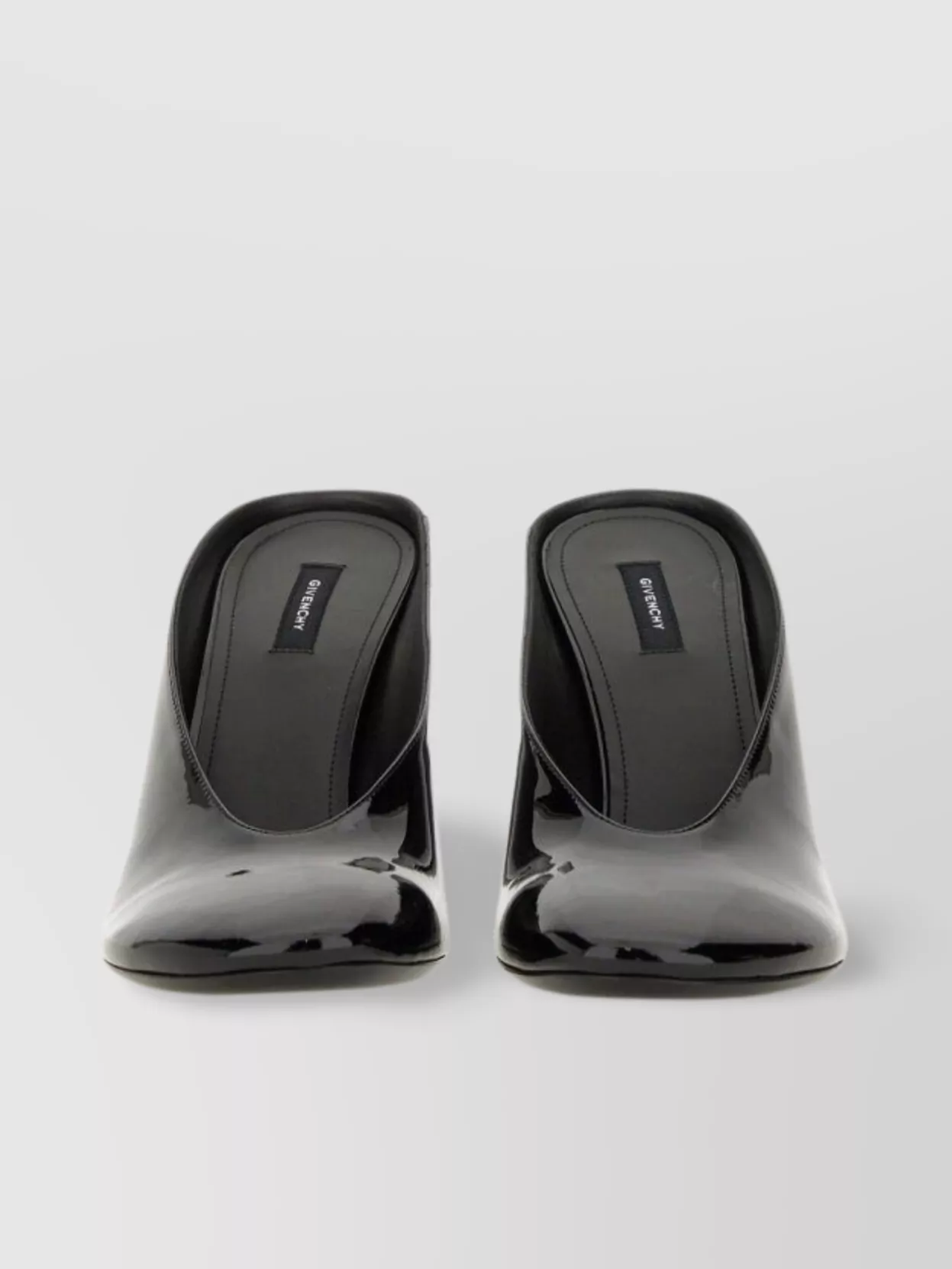 Givenchy Glossy Finish Curved Heel Pointed Toe Mules