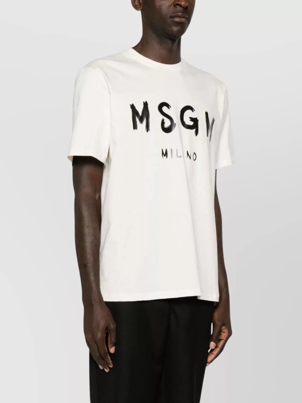 Msgm Crew Neck Cotton Jersey Texture T-Shirt