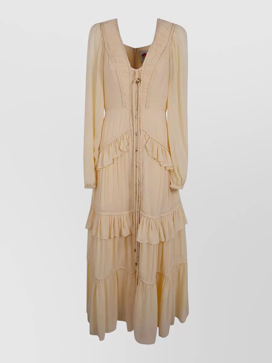 Farm Rio Ruffled v-neck maxi dress