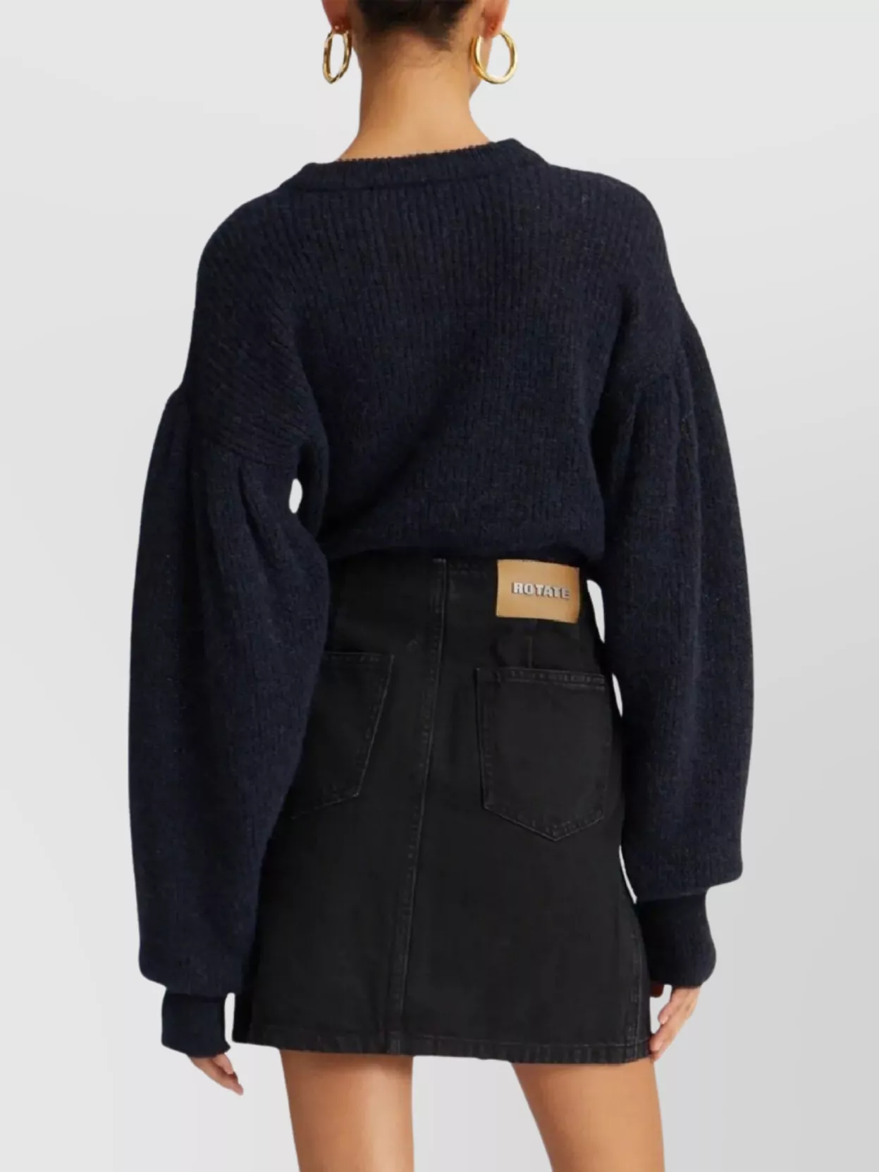 Rotate Crewneck Knit Sweater Buttoned Skirt