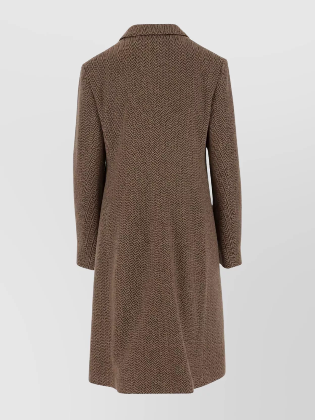 Ralph Lauren Herringbone Wool Coat Featuring Logo In Brown