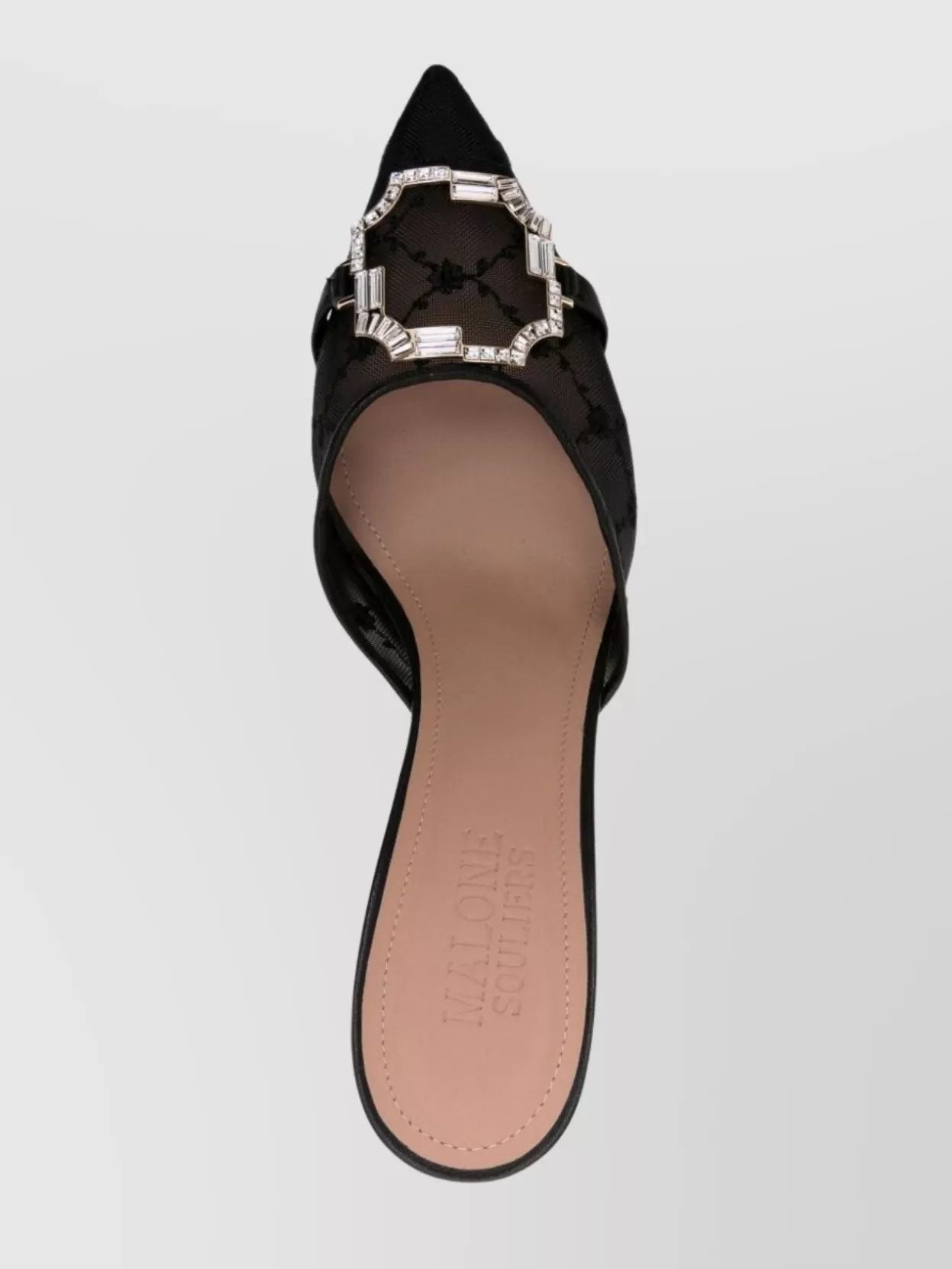 Malone Souliers Floral Embroidery Mesh Stiletto Mules