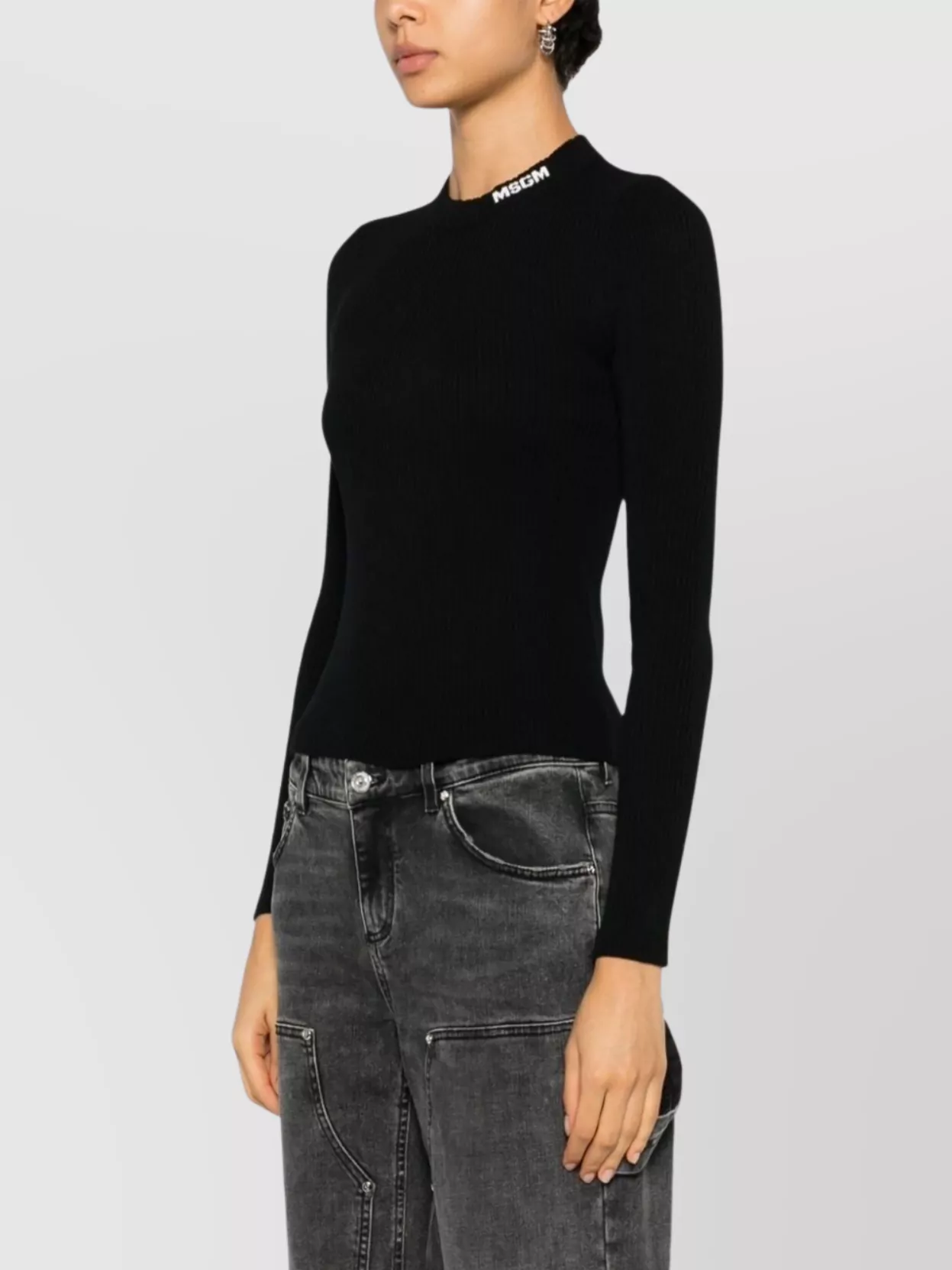 Msgm Long Sleeve Fitted Knit Sweater Design