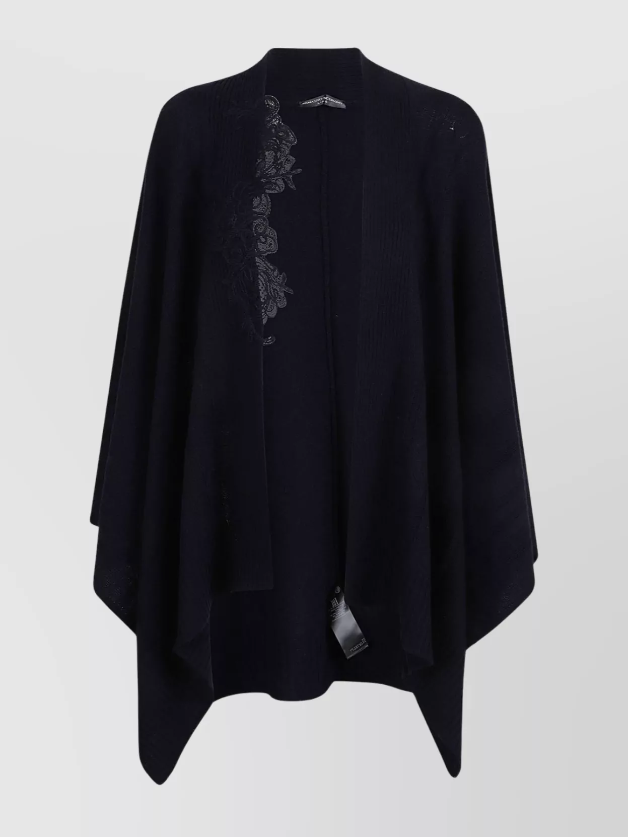 Ermanno Scervino Draped Cape With Embroidered Ribbed Texture In Blue