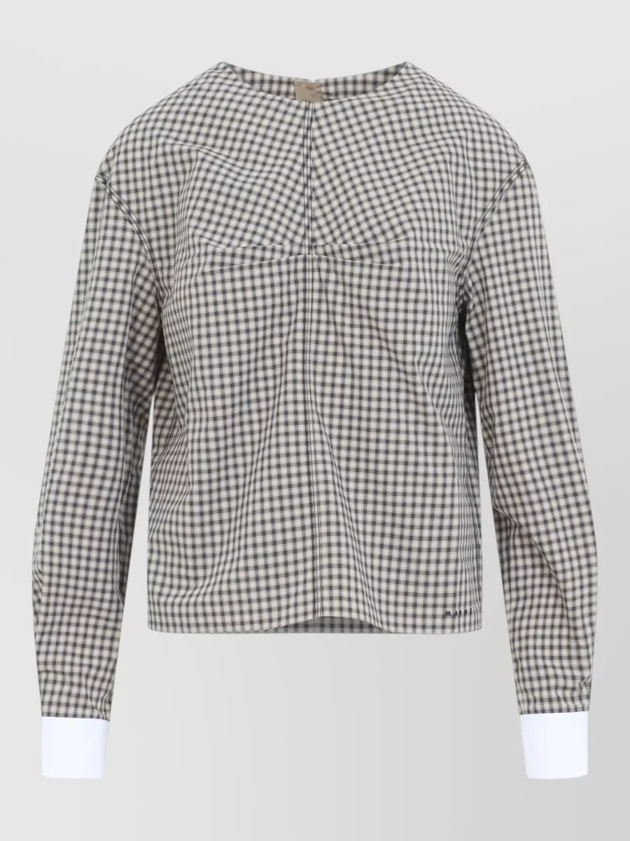 Marni Checked Cotton Long-Sleeve Blouse