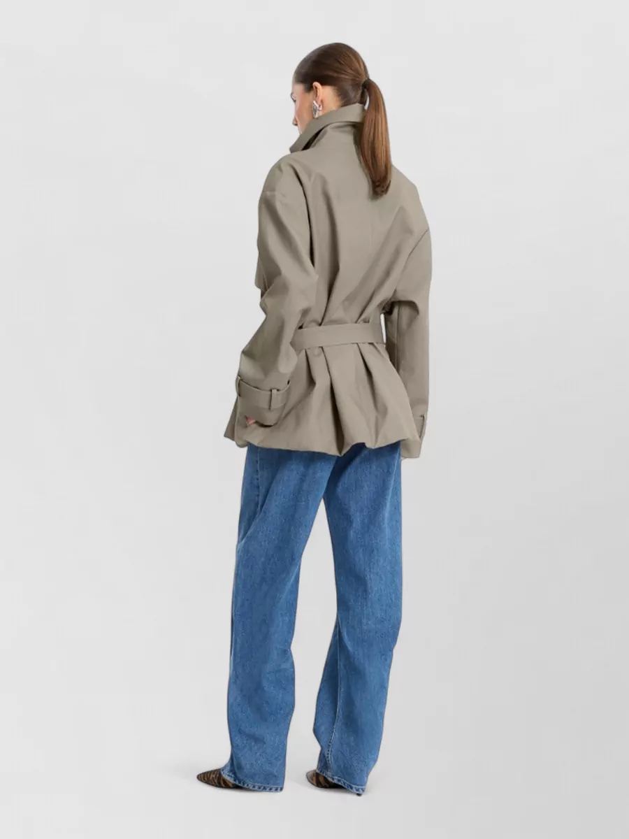 Rotate Cotton Short Double-Breasted Trench Coat