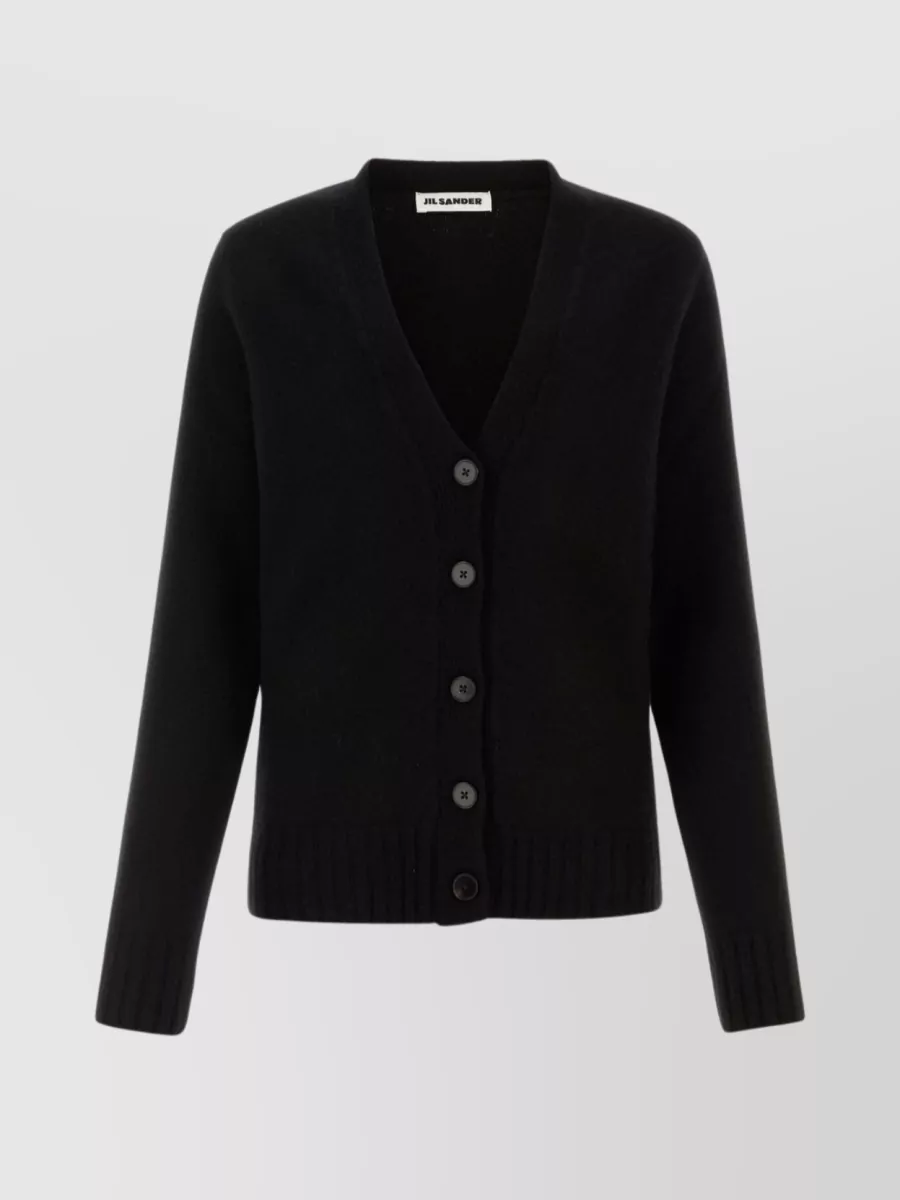 Shop Jil Sander Versatile Knitwear: V-neck Wool Cardigan In Black