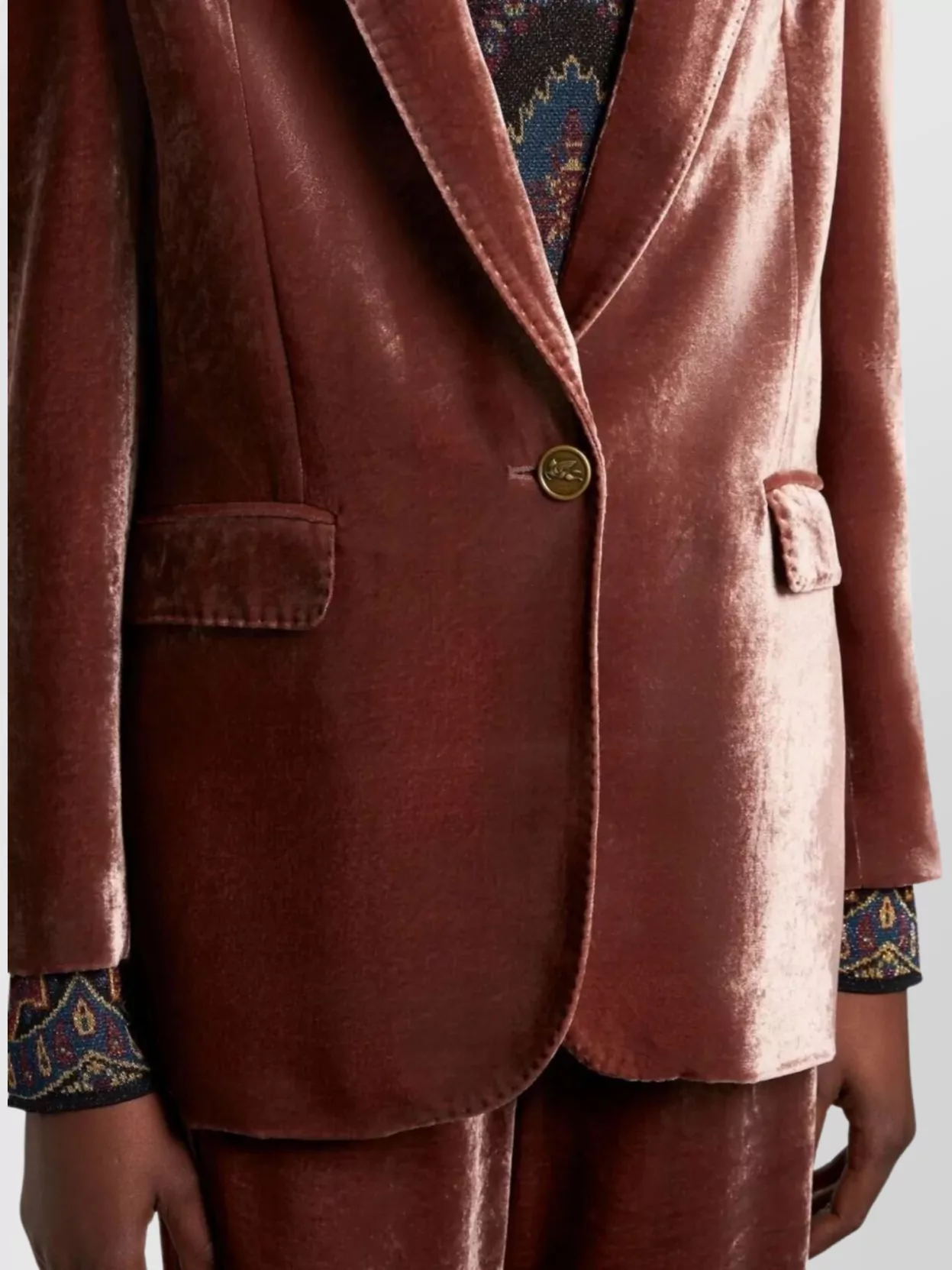 Etro Velvet Straight-Cut Blazer Silk Blend