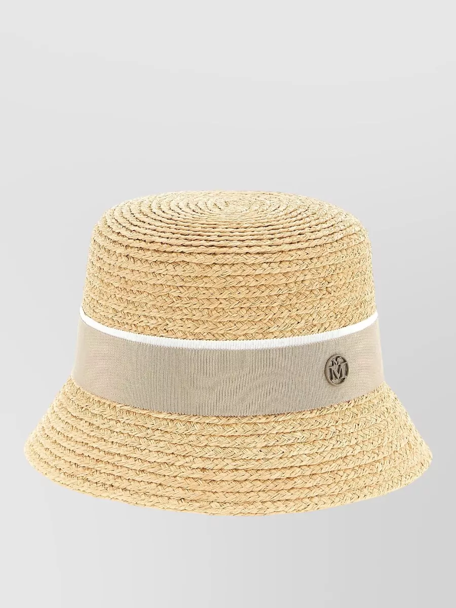 Maison Michel Kendall Mini Straw Hat Wide Brim Band