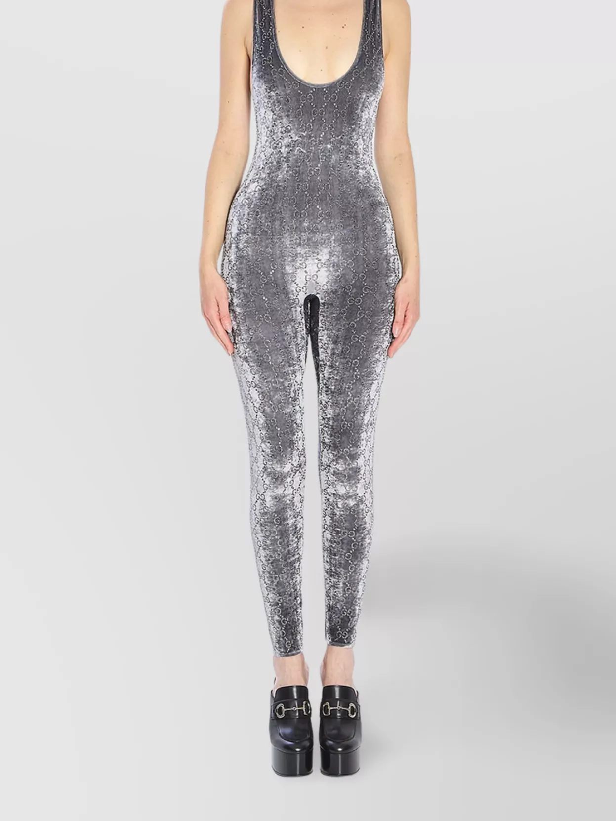Gucci Women Jumpsuit With Gg Crystal Embroidery In Multi
