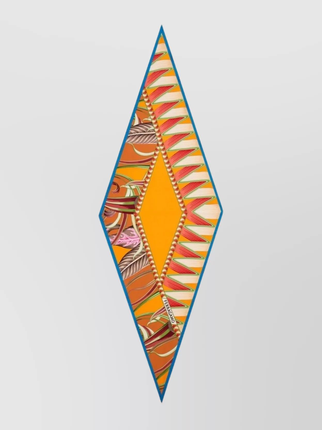 Ferragamo Silk Foulard With Printed Pattern And Border In Brown