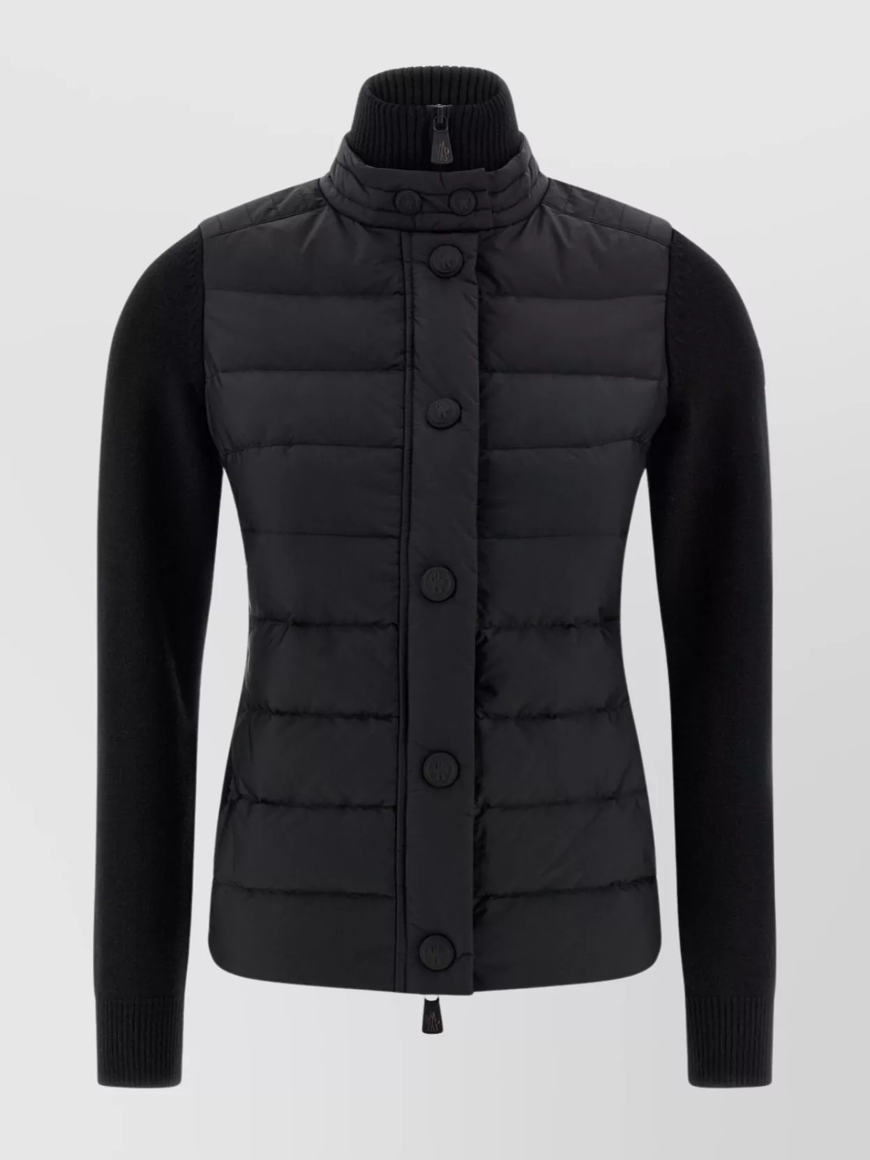 Moncler Quilted Cardigan Featuring Ribbed Collar And Cuffs In Blue