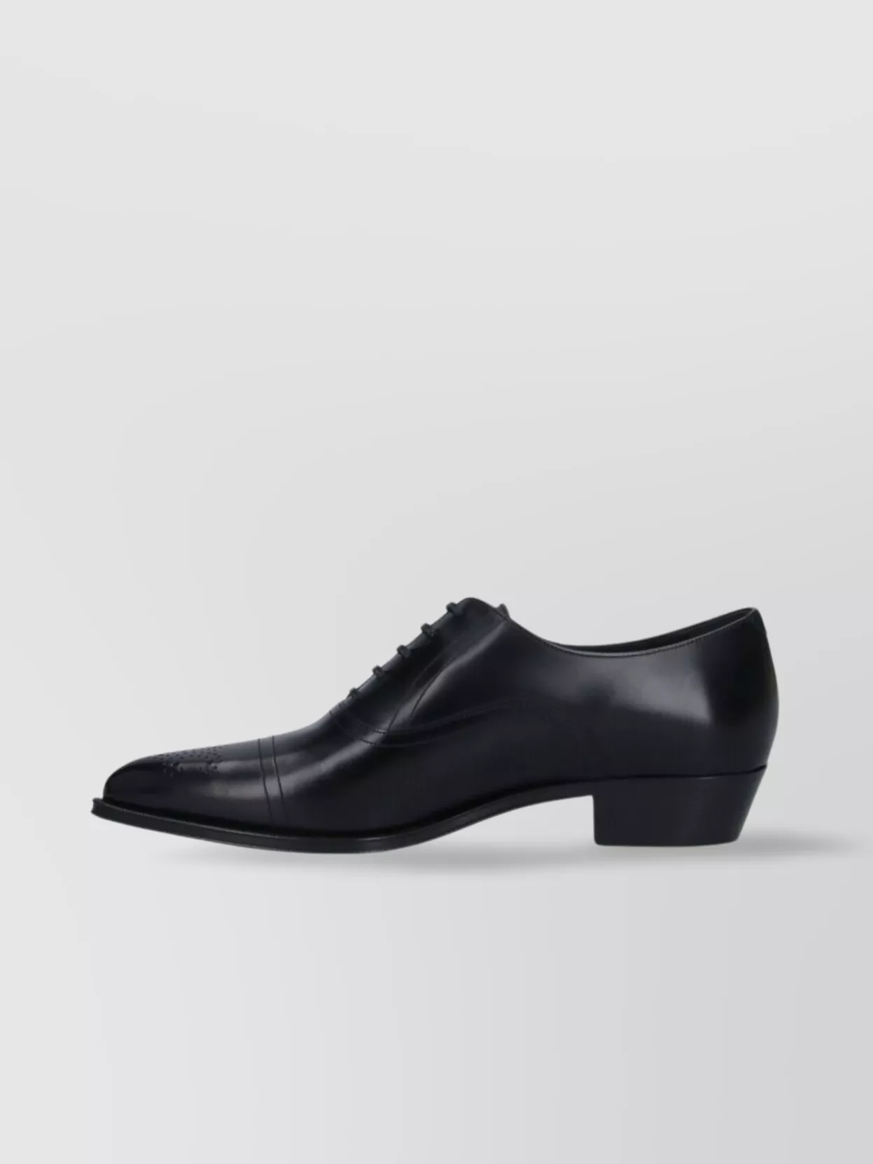 Celine Pointed Toe Lace Shoes With Perforated Detailing In Black