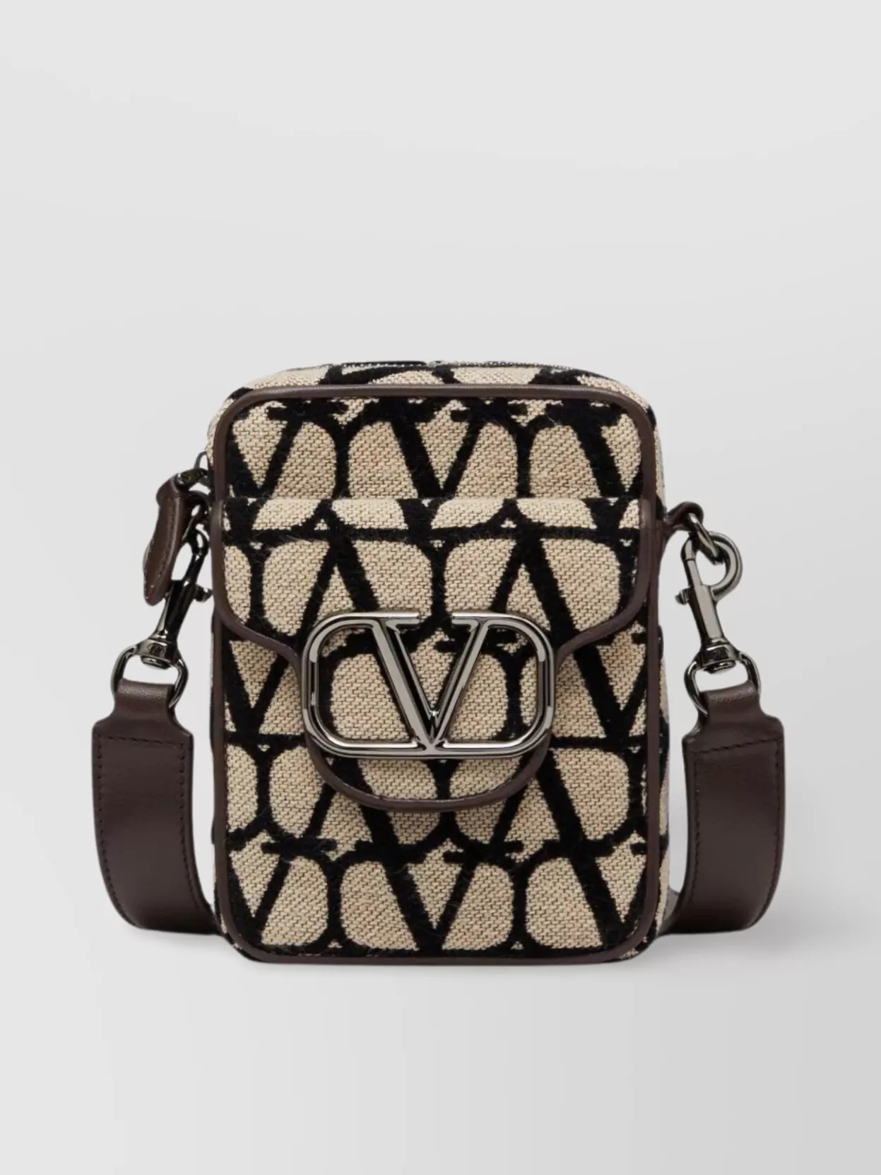 Shop Valentino Adjustable Leather Crossbody Bag In Black