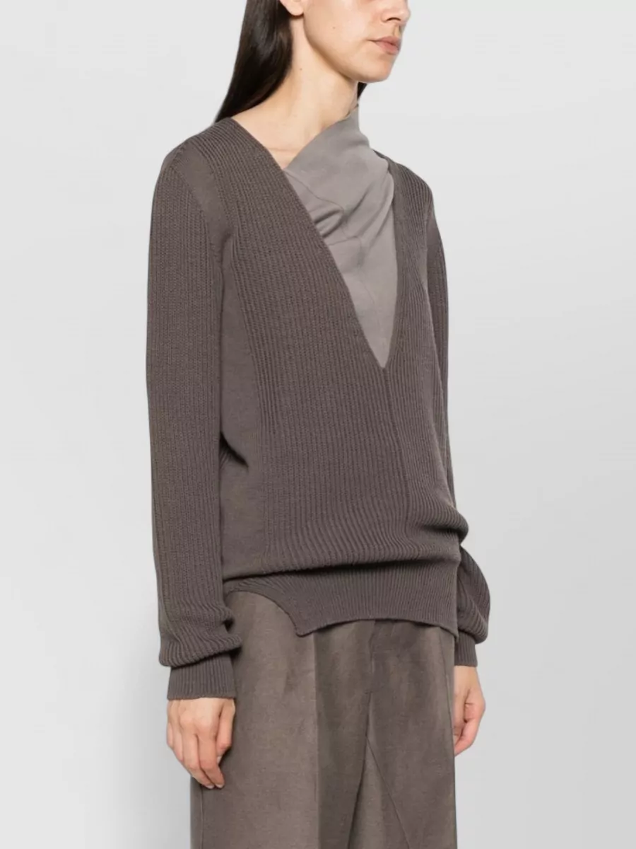 Rick Owens Ribbed V-Neck Wool Jumper