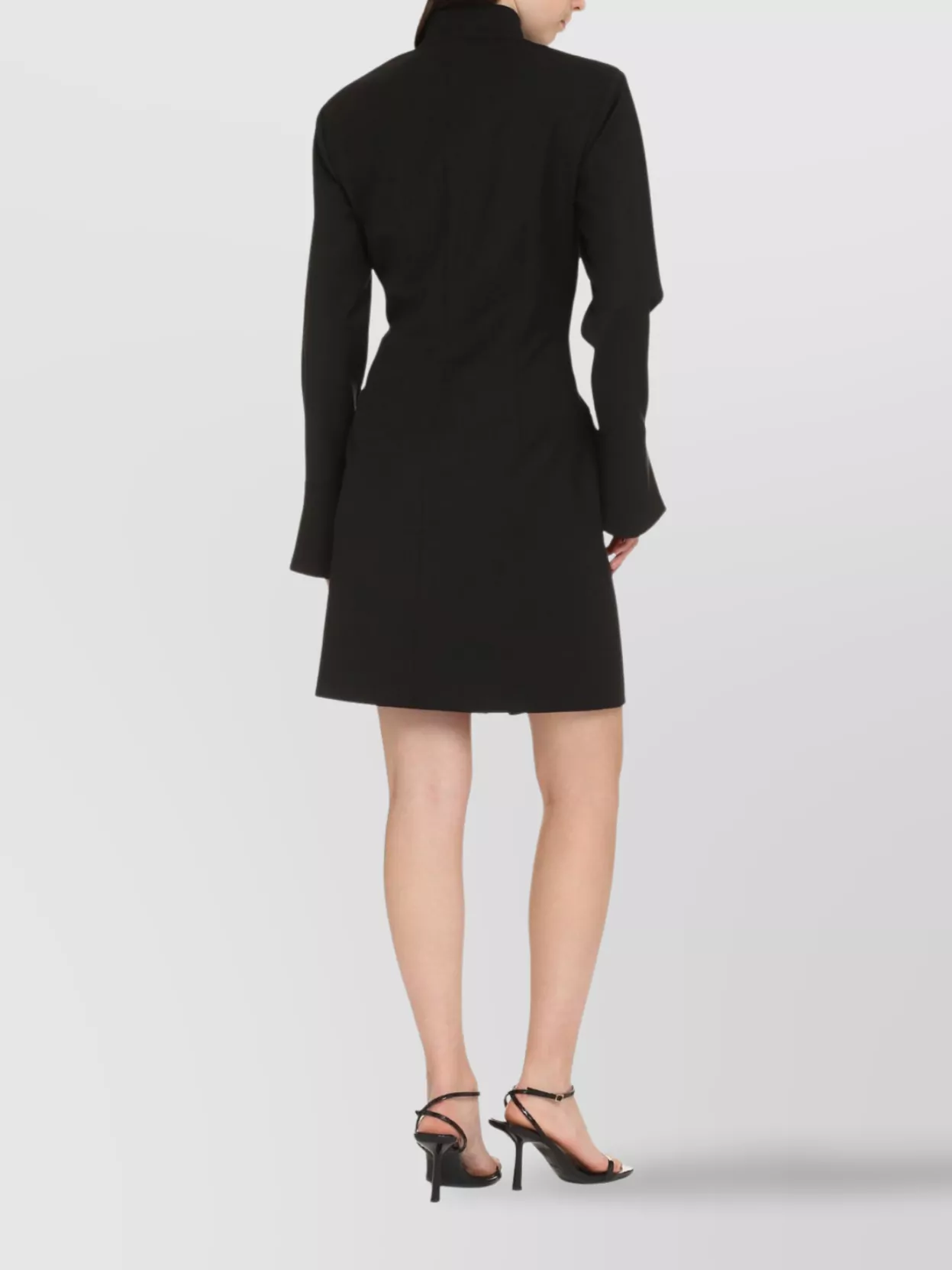Genny Wool-blend Dress With Buttoned Flap Pockets In Black