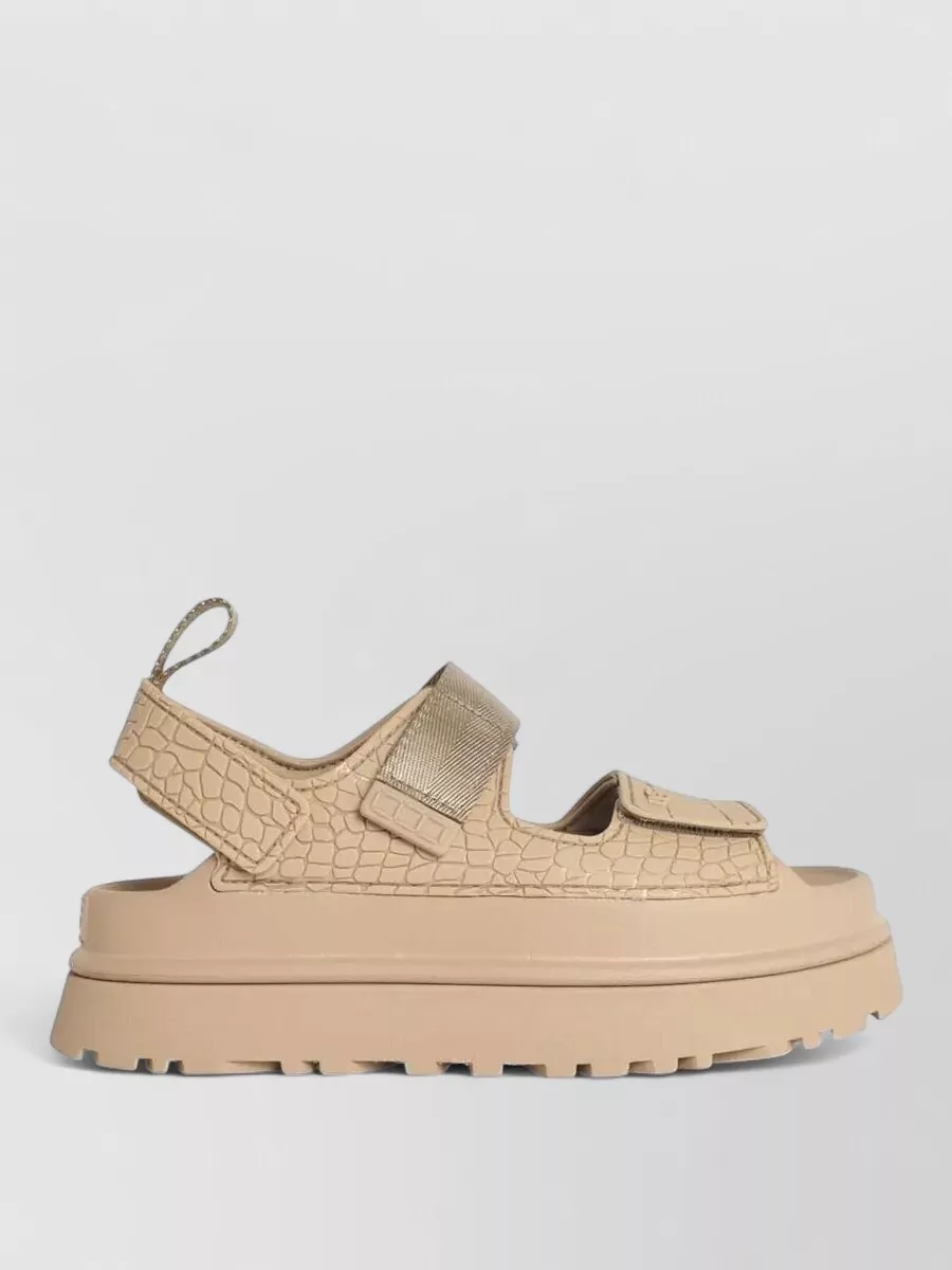 Ugg Suede Leather Goldenglow Embossed Sandals