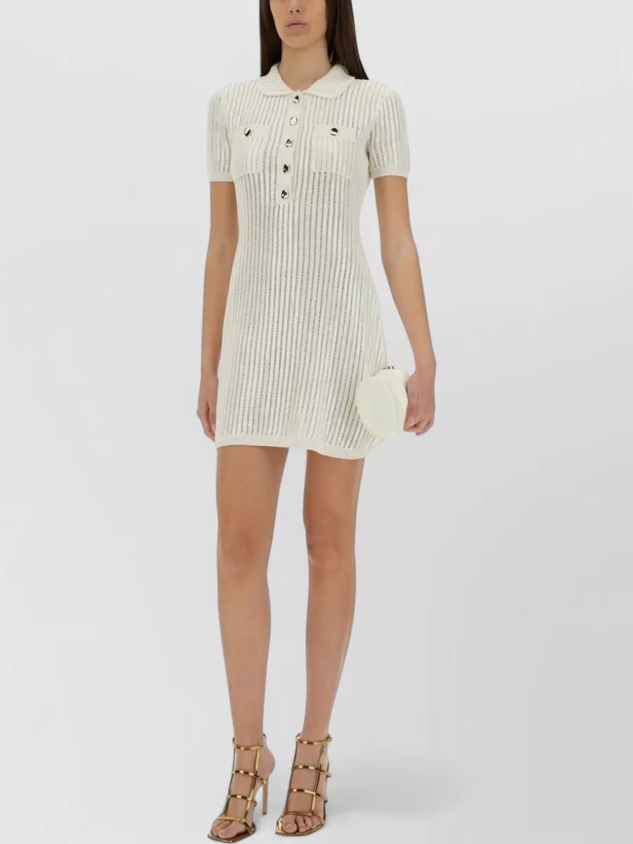 Self-Portrait Cashmere slim-fit mini crochet knitted dress