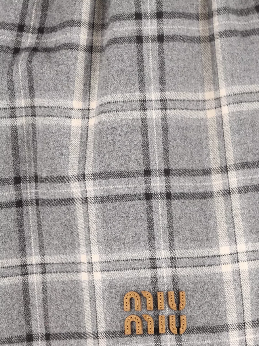 Miu Miu Checked Cotton Mini Skirt