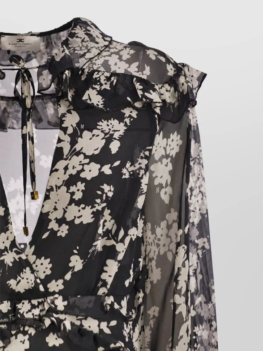 Elisabetta Franchi Silk Printed Ruffled Mini Dress