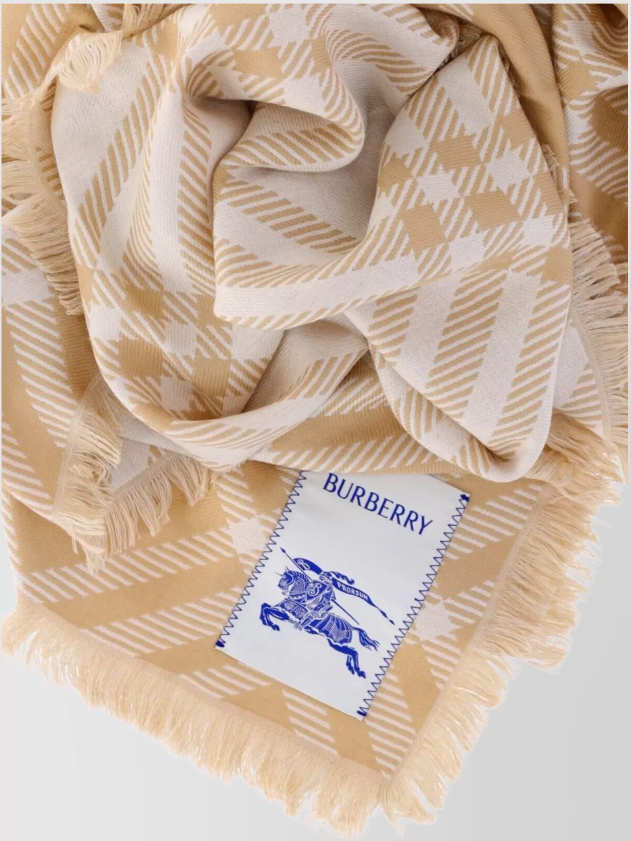 Burberry Scarf Check Pattern Fringed Edges