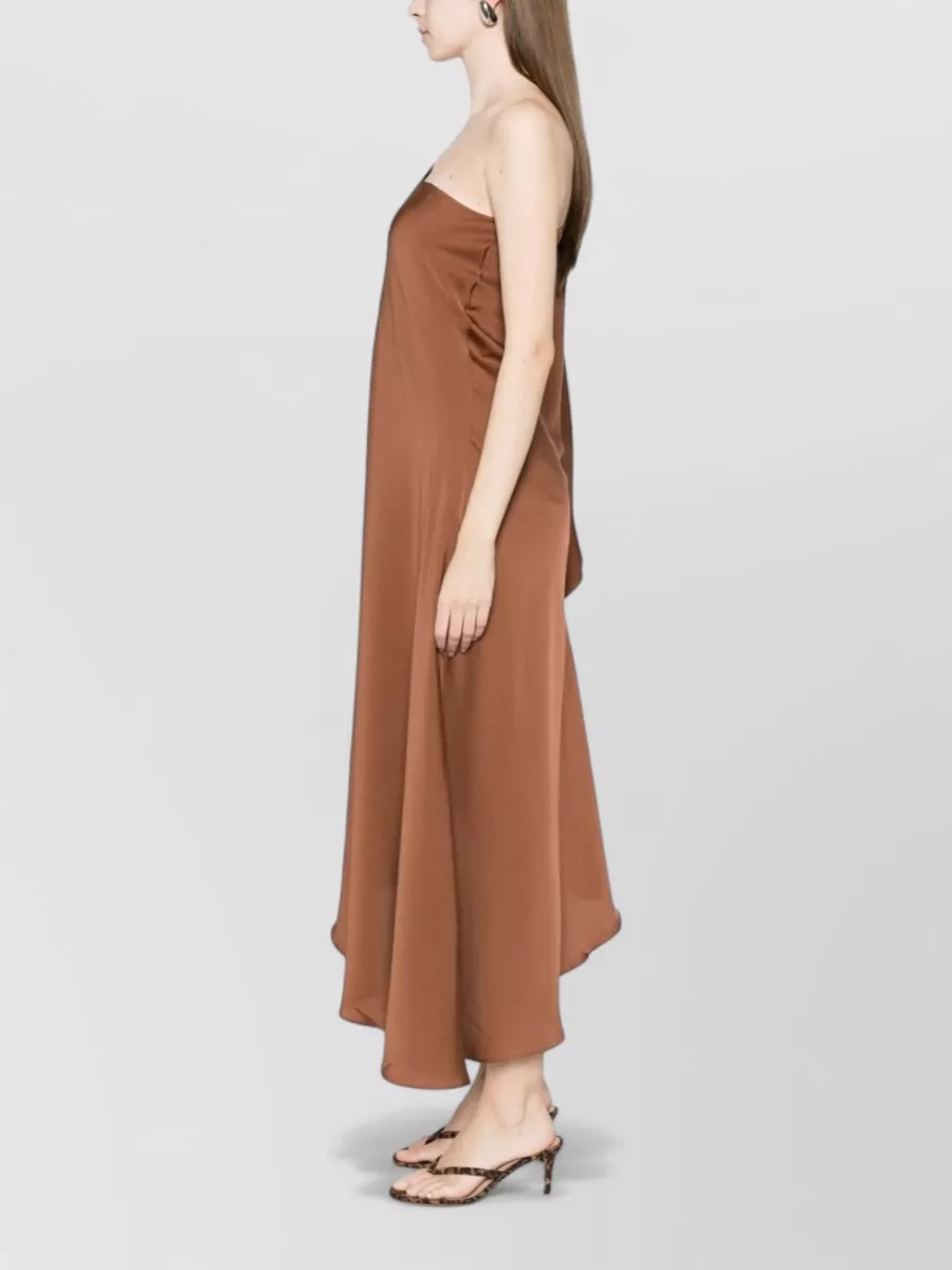 Silk95Five Silk One-Shoulder Asymmetric Draped Midi Dress