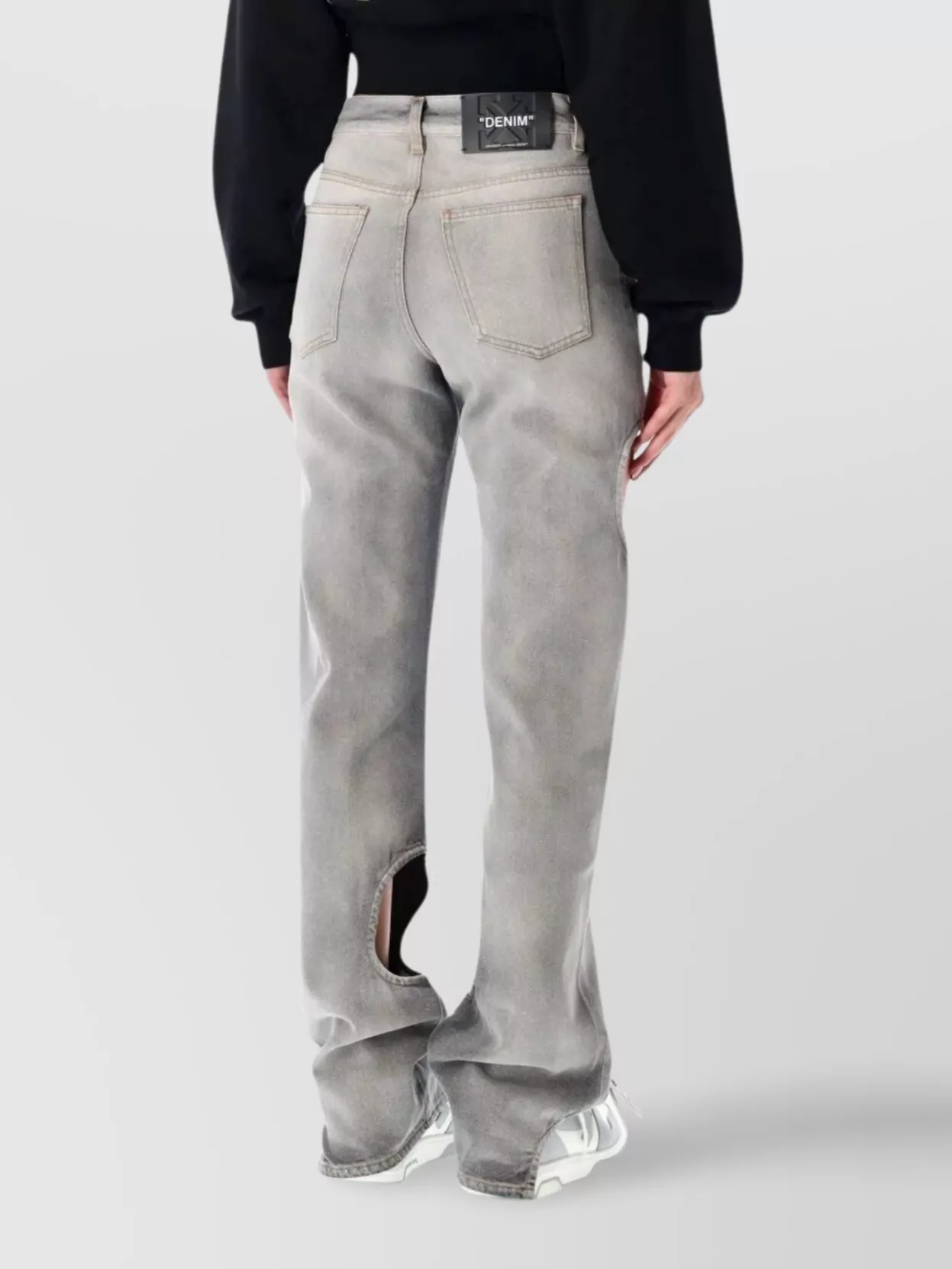 Off-white Cut-out Denim Trousers Featuring Belt Loops In Blue