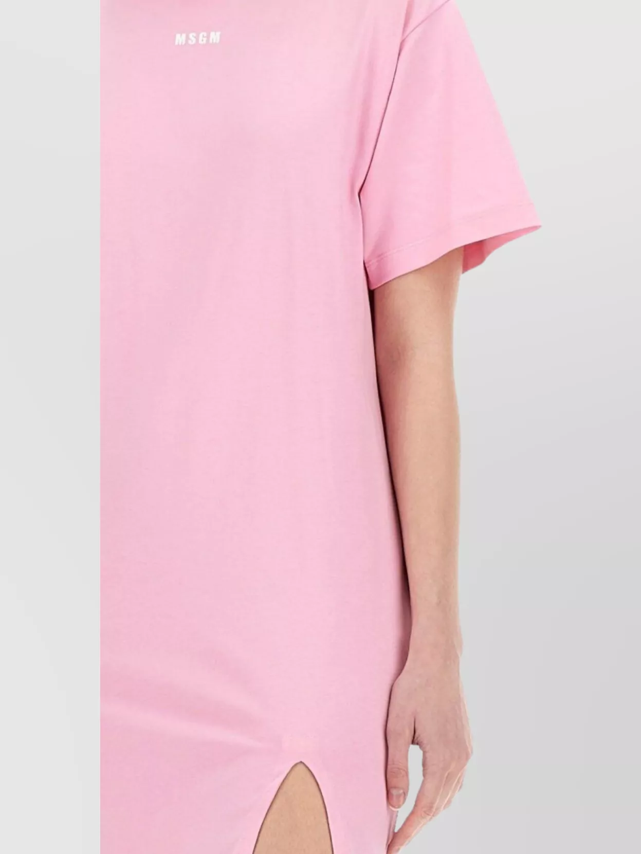 Msgm Crew Neck Long Dress With Side Slit