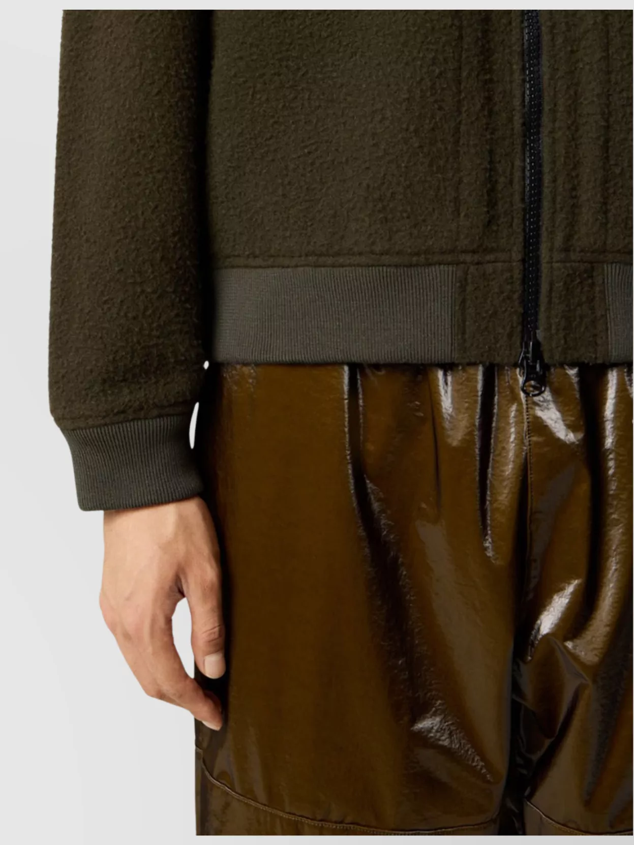 Stone Island Ribbed Cuff Bomber Jacket With Raglan Sleeves