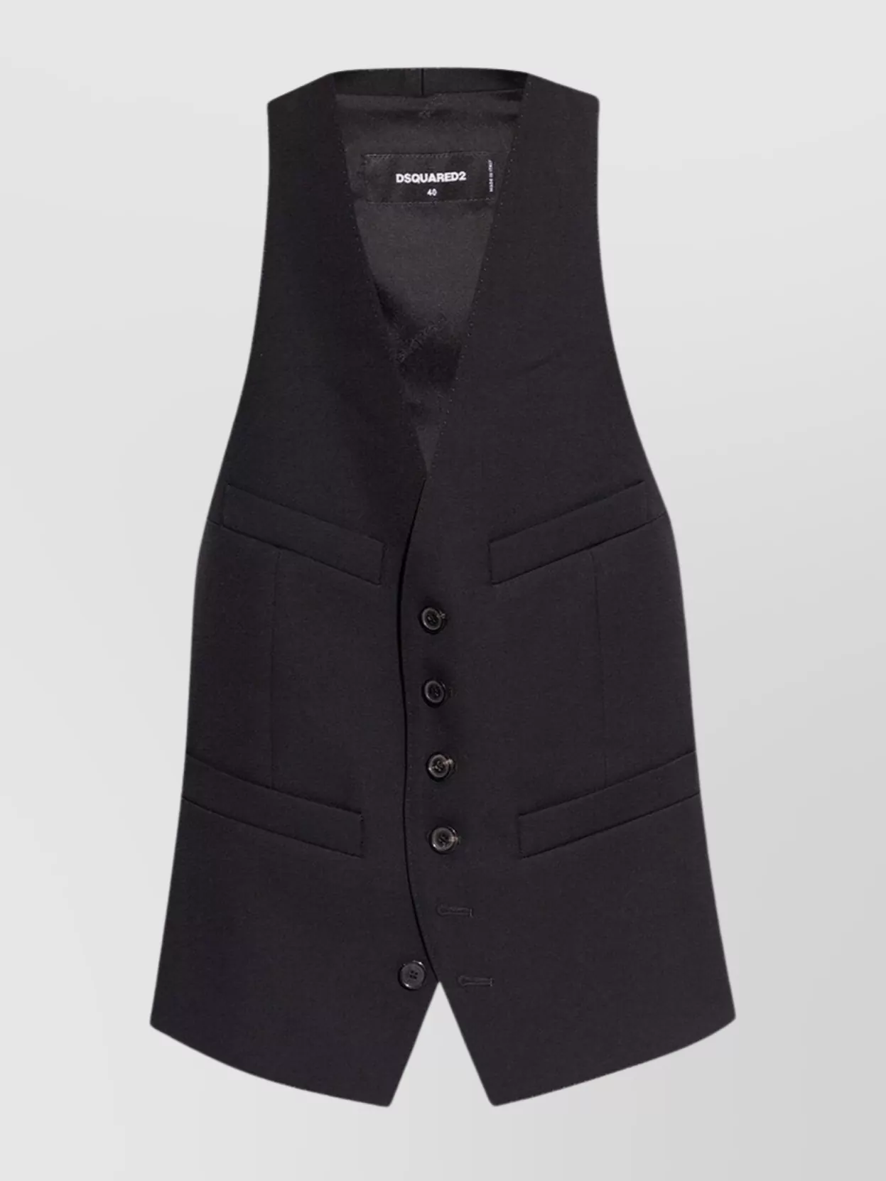 Dsquared2 Buttoned V-neckline Waistcoats Front Pockets In Black